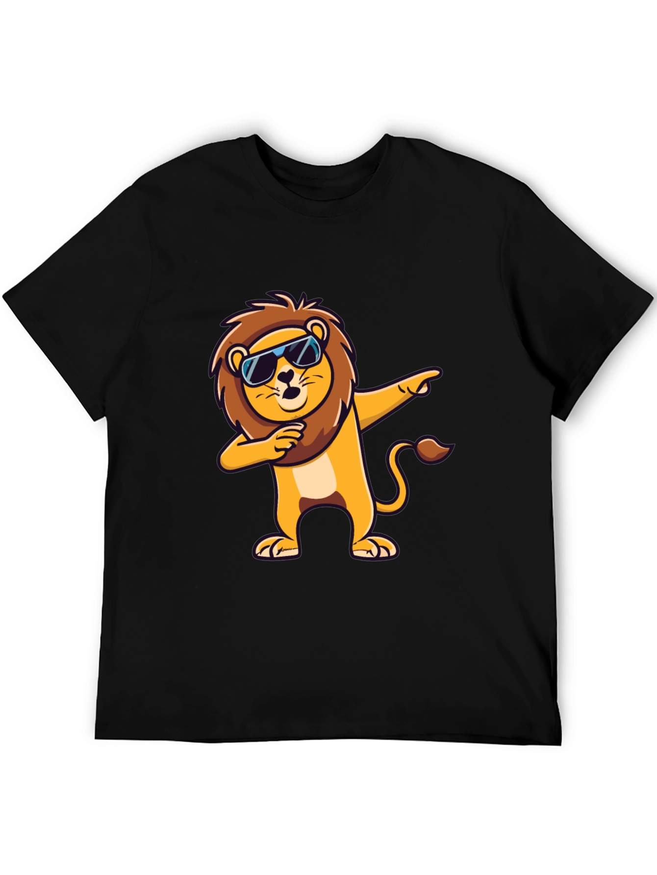 Black Cool Lion Dabbing Graphic Tee - Black T-Shirt view 5