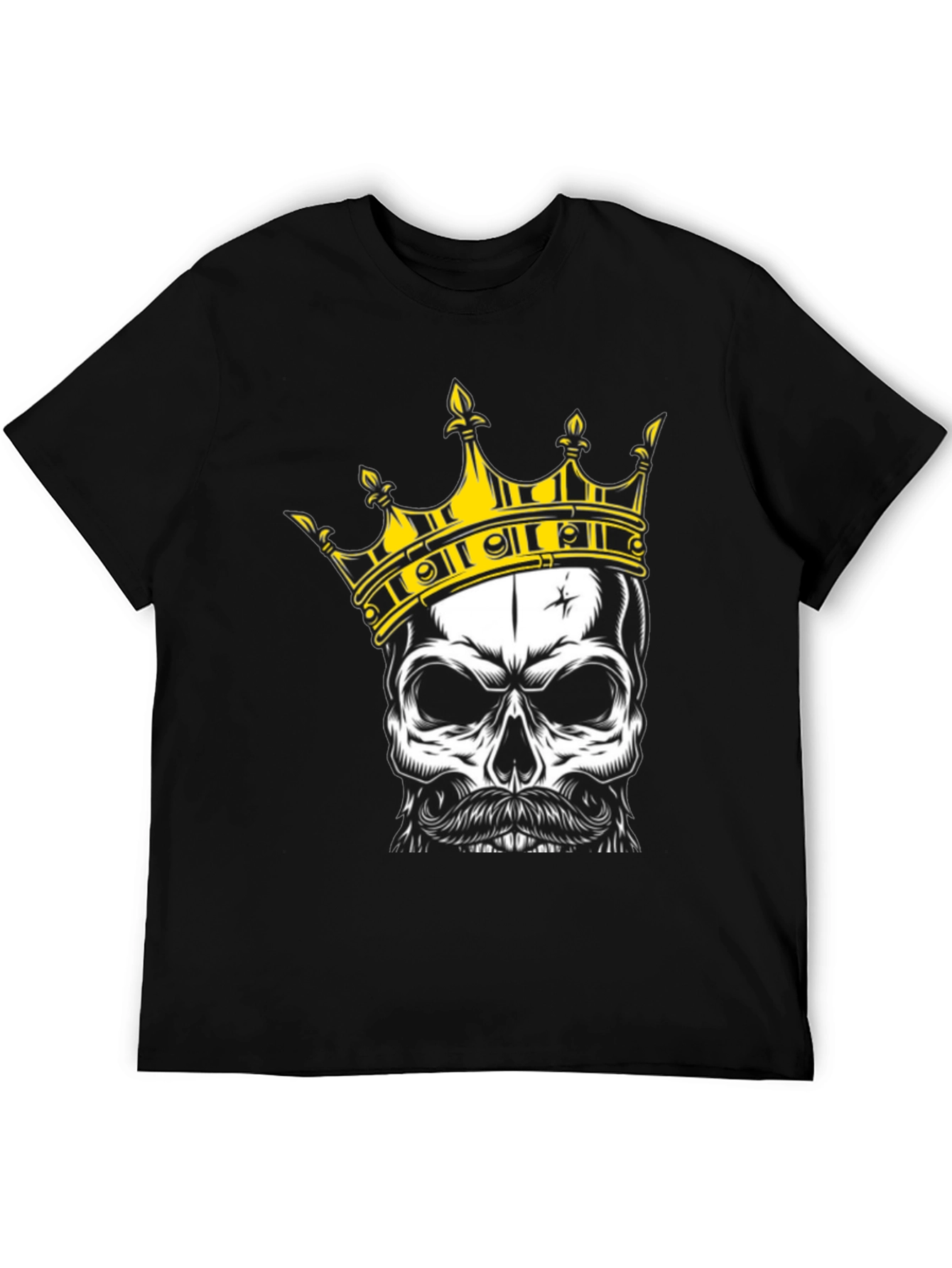 Black Skull King Graphic Tee - Black Cotton T-Shirt view 5