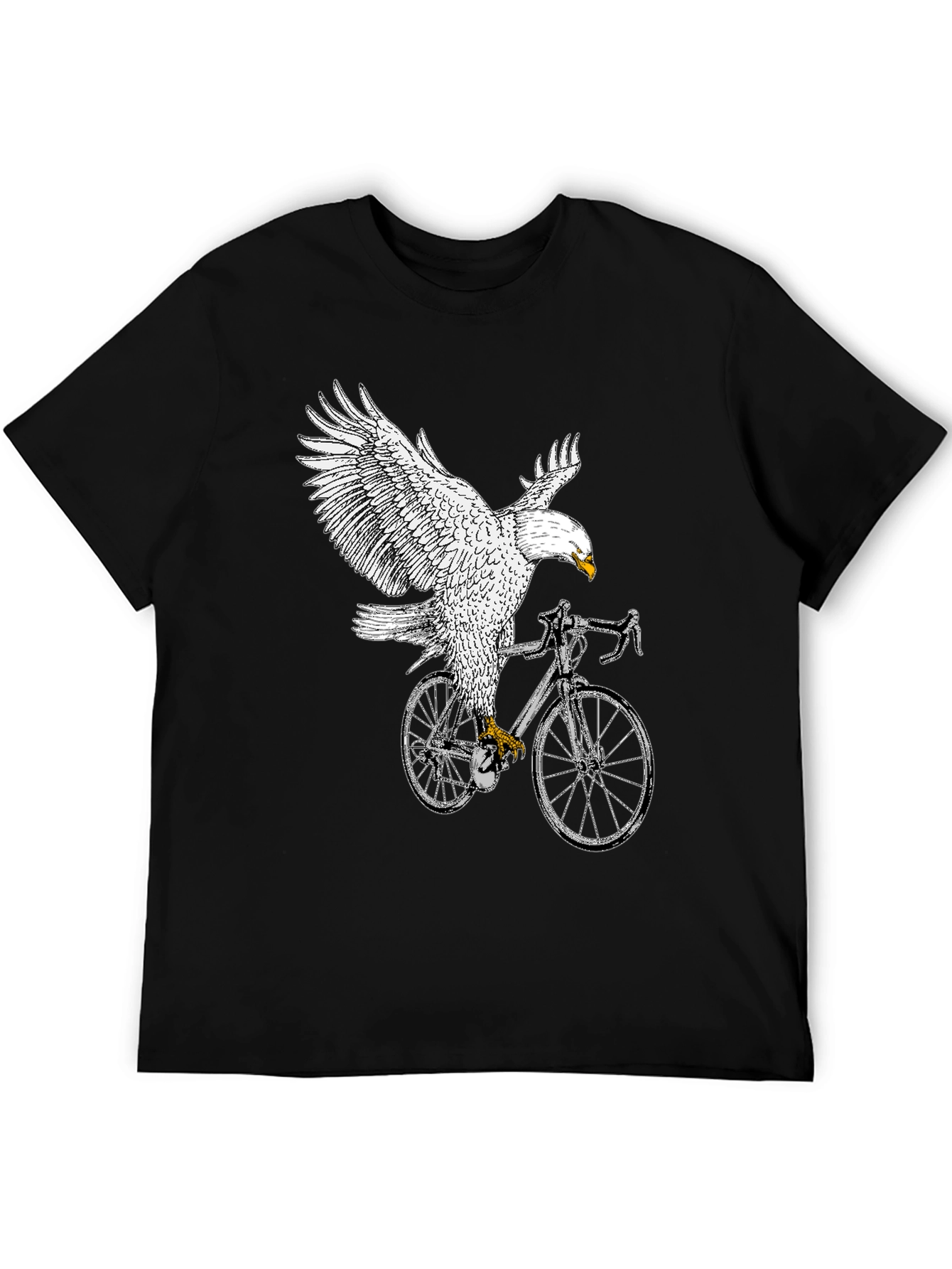 Black Eagle Riding Bike Graphic Tee - Black view 5