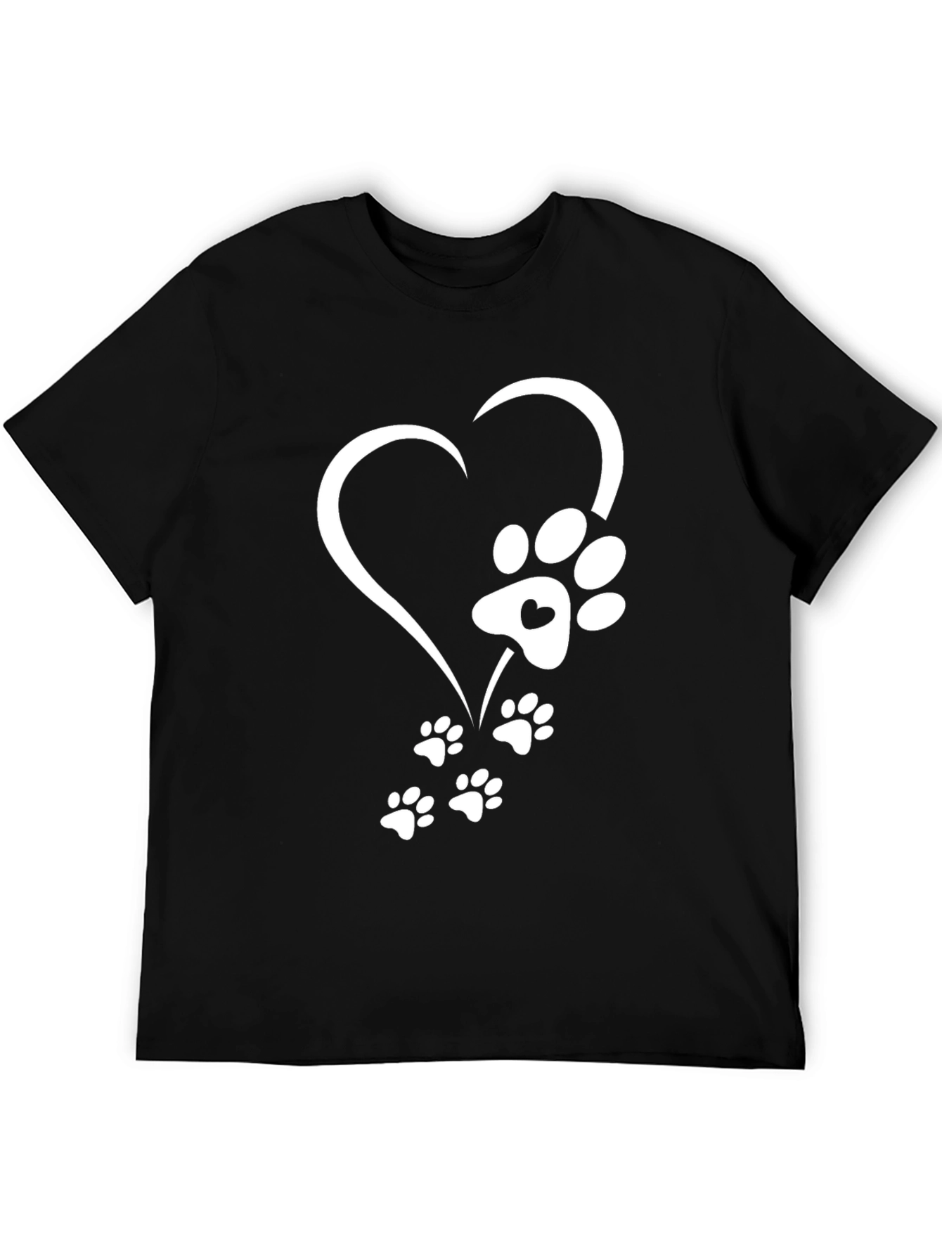 Black Heart Paw Print Graphic Tee - Black view 5