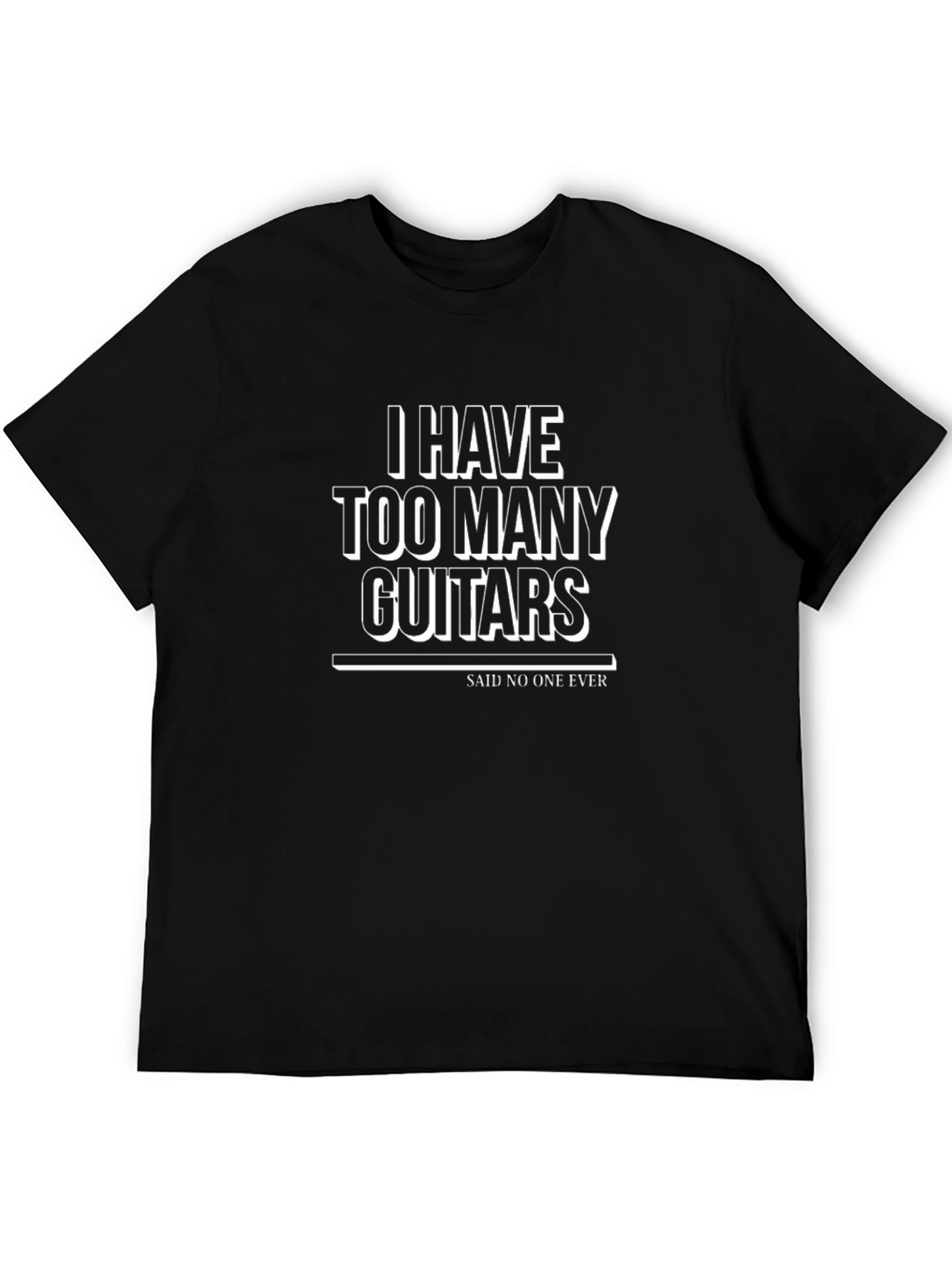 Black I Have Too Many Guitars Funny Musician T-Shirt view 5