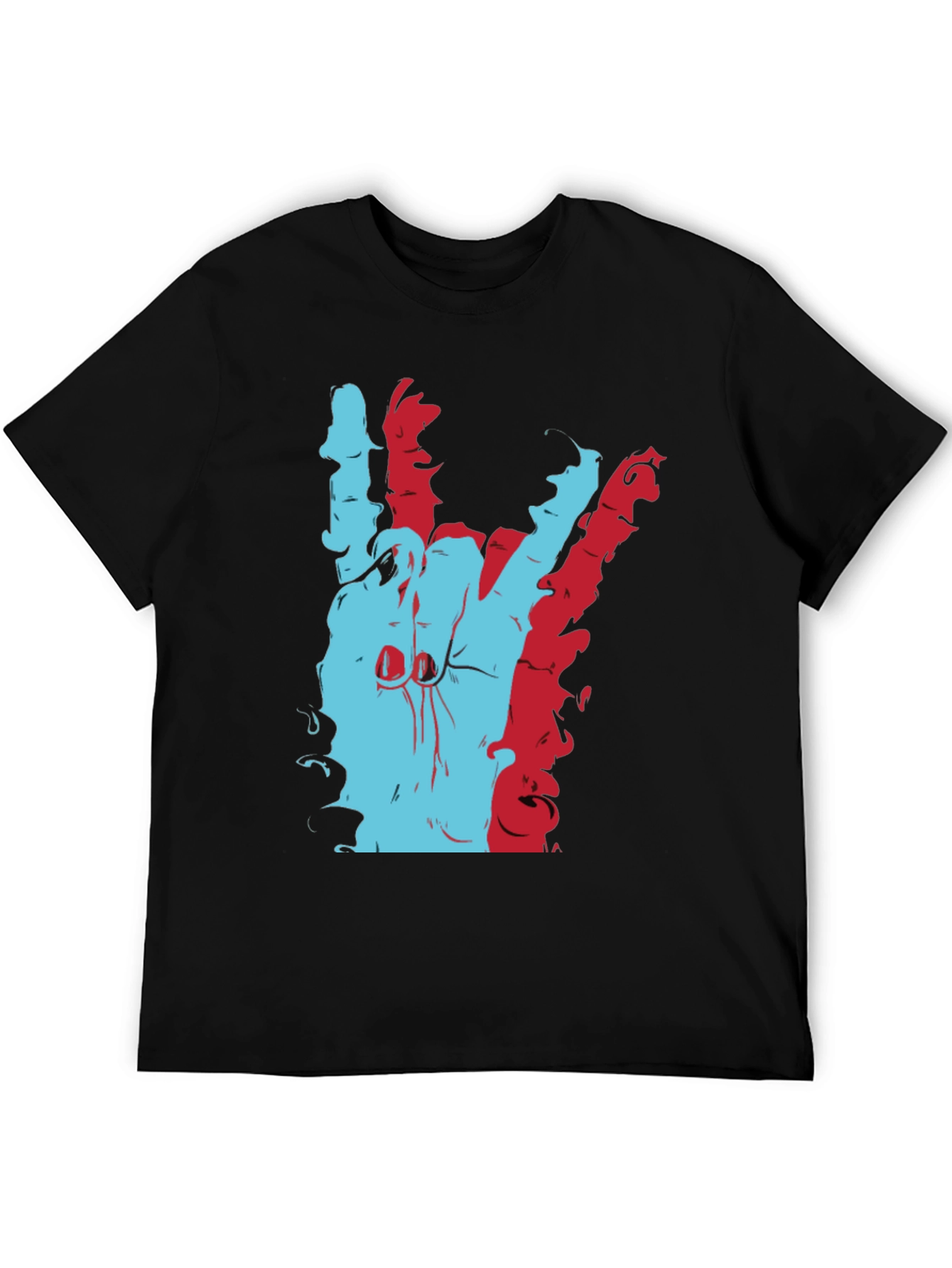 Black Retro Hand Sign T-Shirt - Cool Graphic Tee view 5