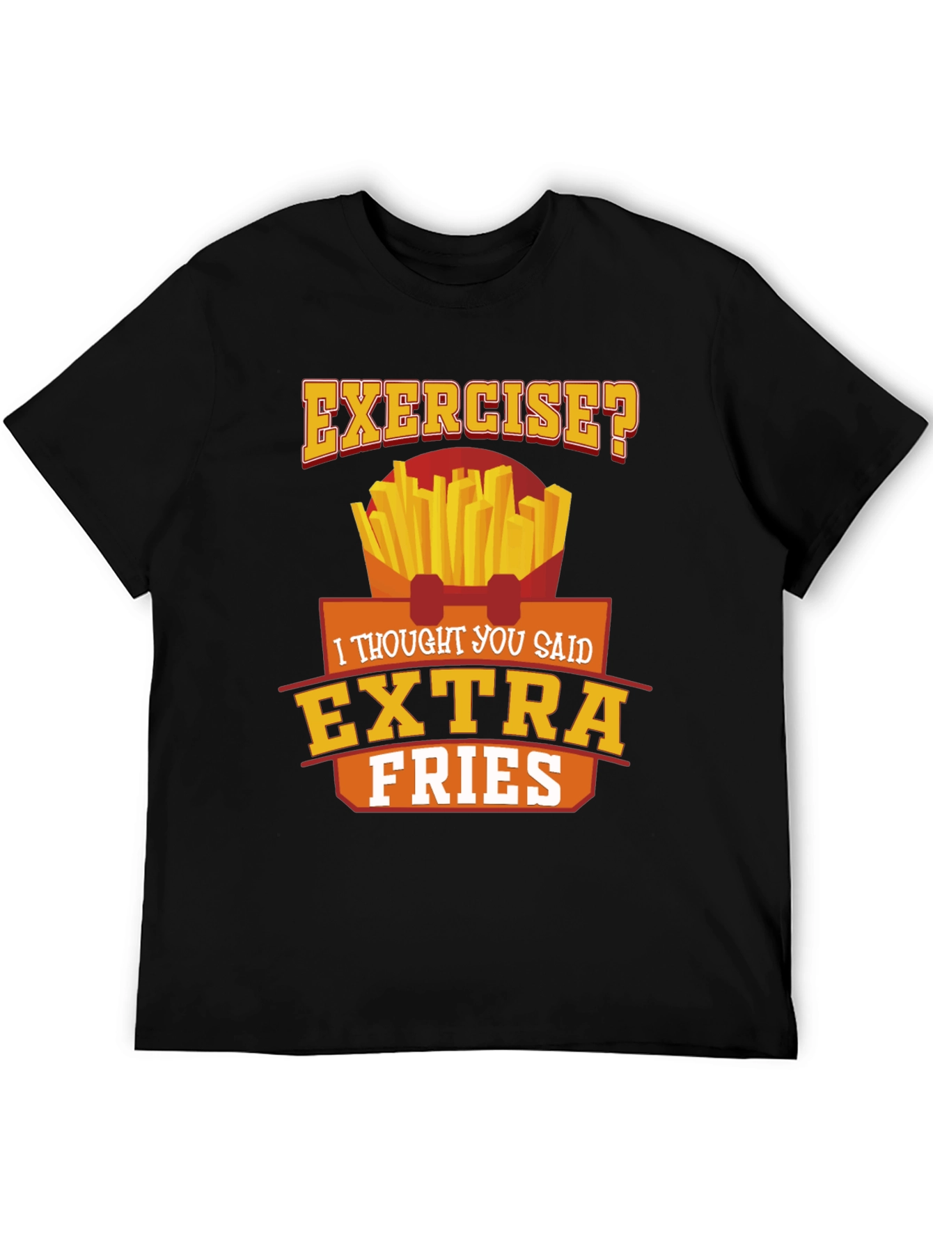 Black Exercise? Extra Fries Black Graphic Tee view 5