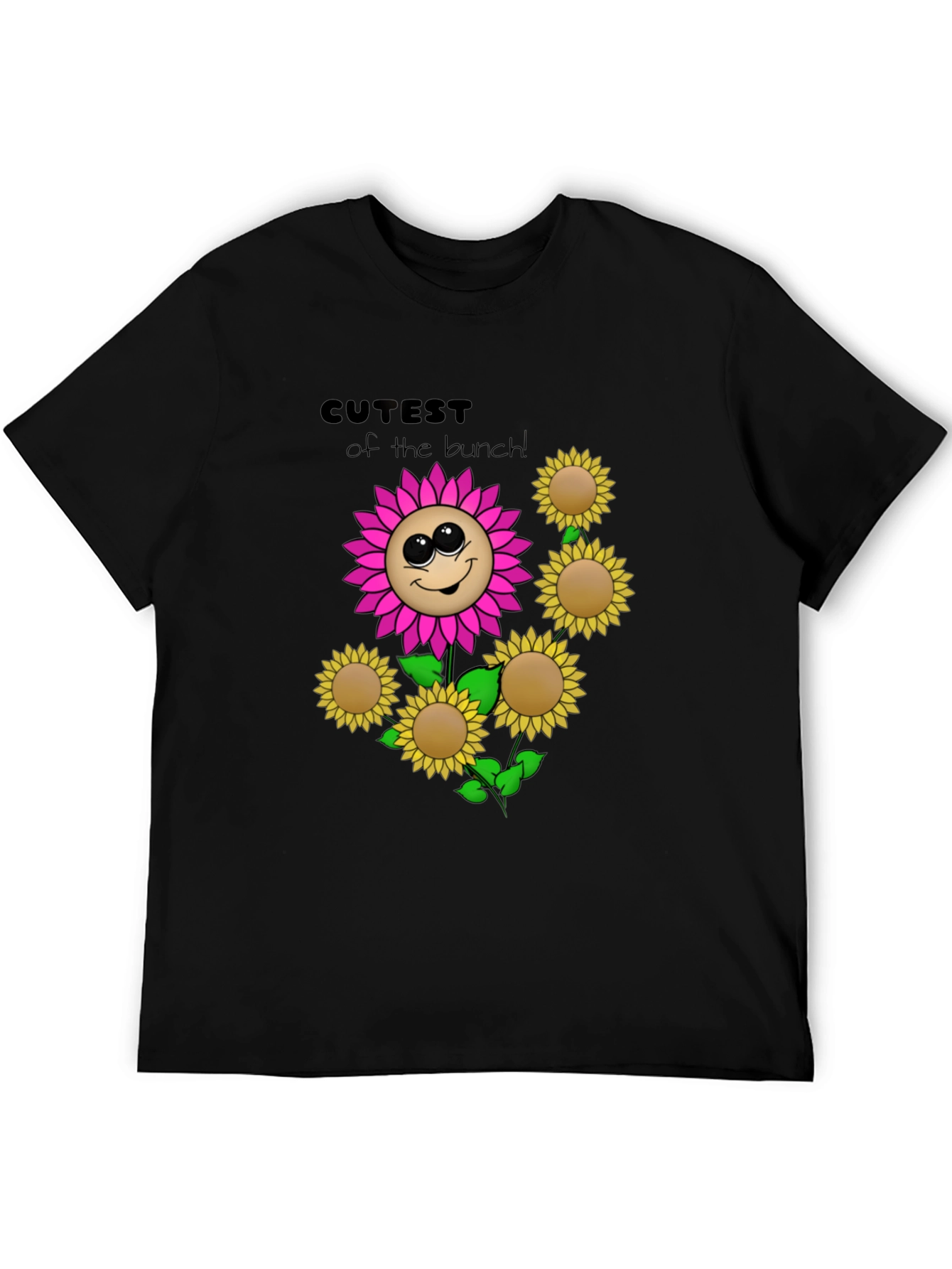 Black Cute Flower Graphic Black T-Shirt view 5