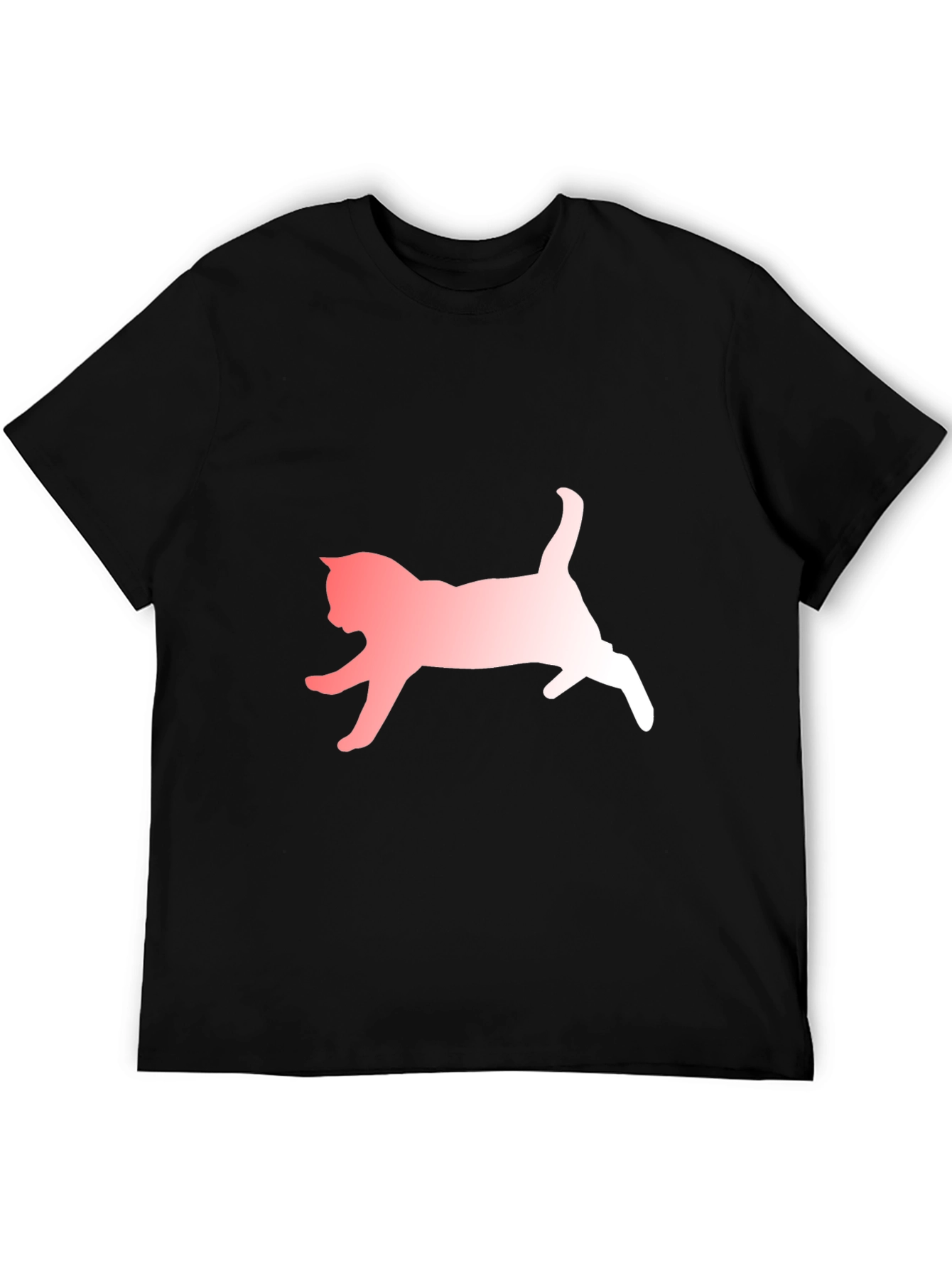 Black Cat Silhouette Graphic Tee - Black Cotton Blend Casual T-Shirt view 5