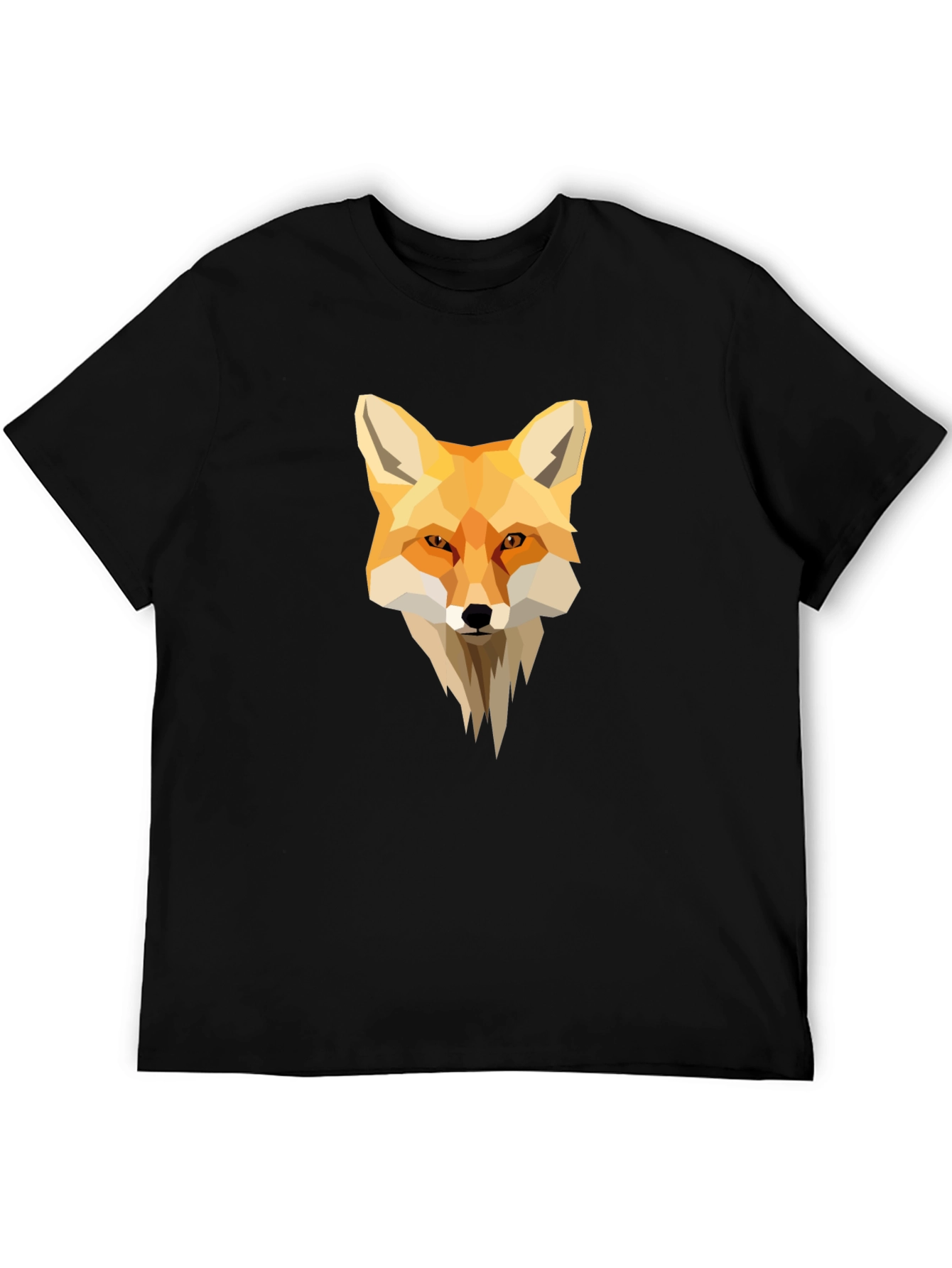 Black Geometric Fox Graphic Black T-Shirt view 5