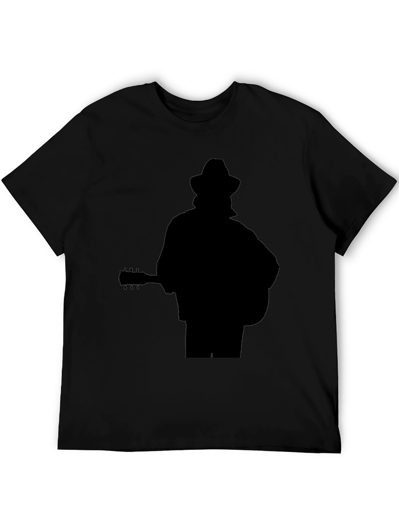 Black Musician Silhouette Graphic Tee - Black Cotton Casual Shirt view 5