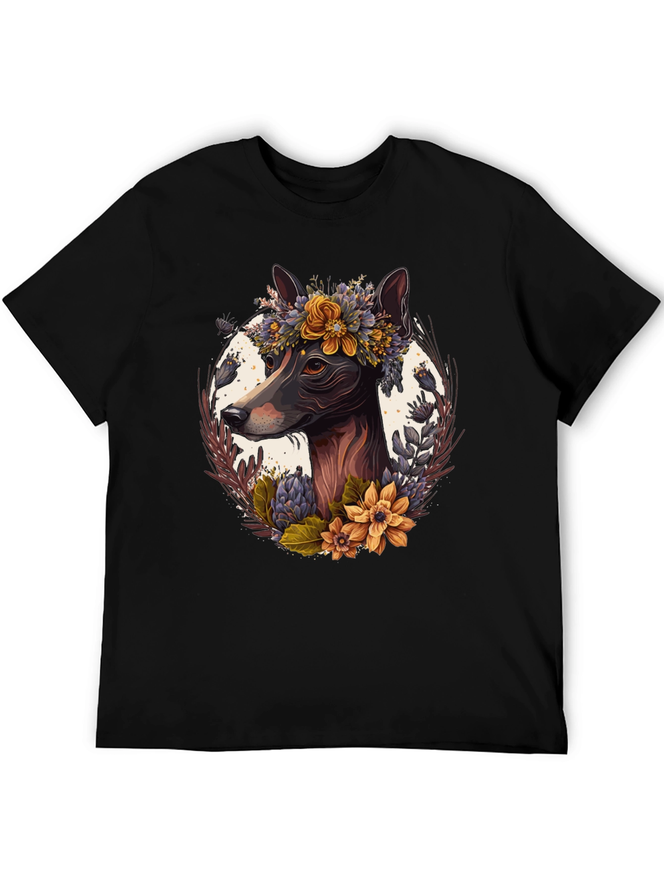 Black Dog Floral Wreath T-Shirt view 5
