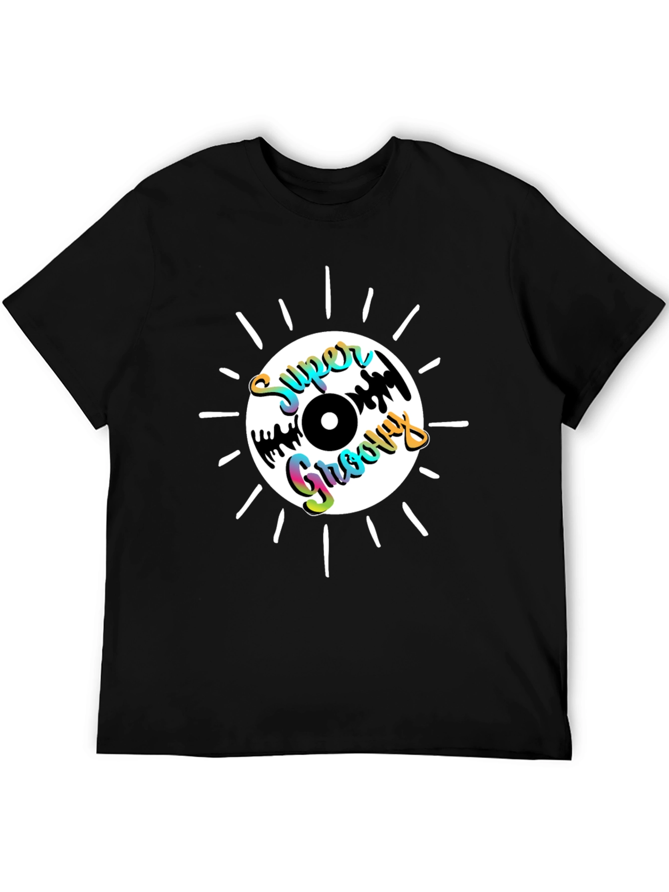 Black Super Groovy Record Graphic T-Shirt view 5