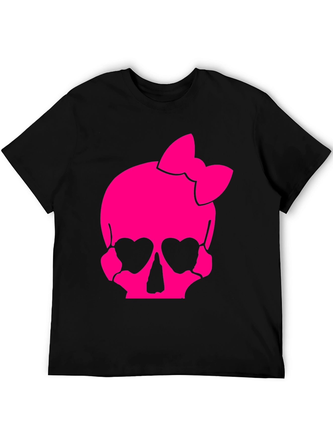 Black Skull Bow T-Shirt - Pink Gothic Style view 5