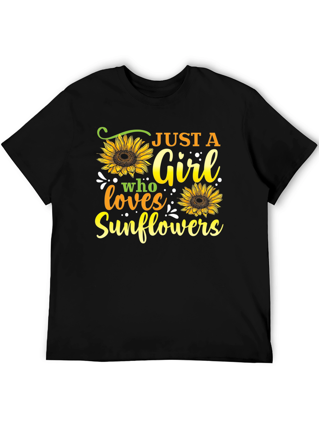 Black Just A Girl Who Loves Sunflowers Graphic Tee view 5