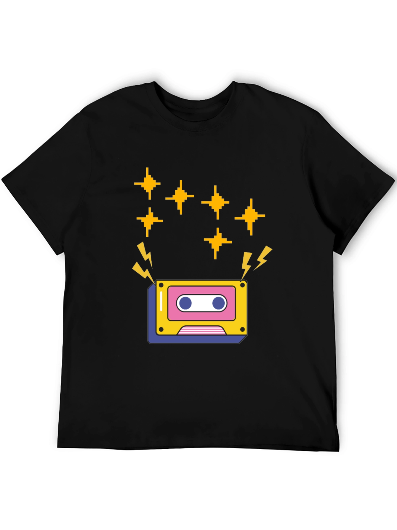 Black Retro Cassette Tape Graphic Tee - Black Short Sleeve Shirt view 5