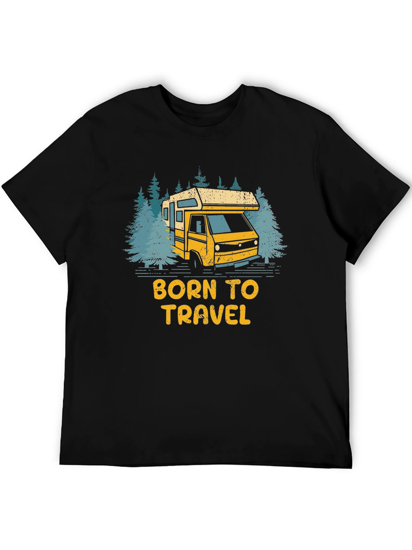 Black Born to Travel RV Camping T-Shirt view 5
