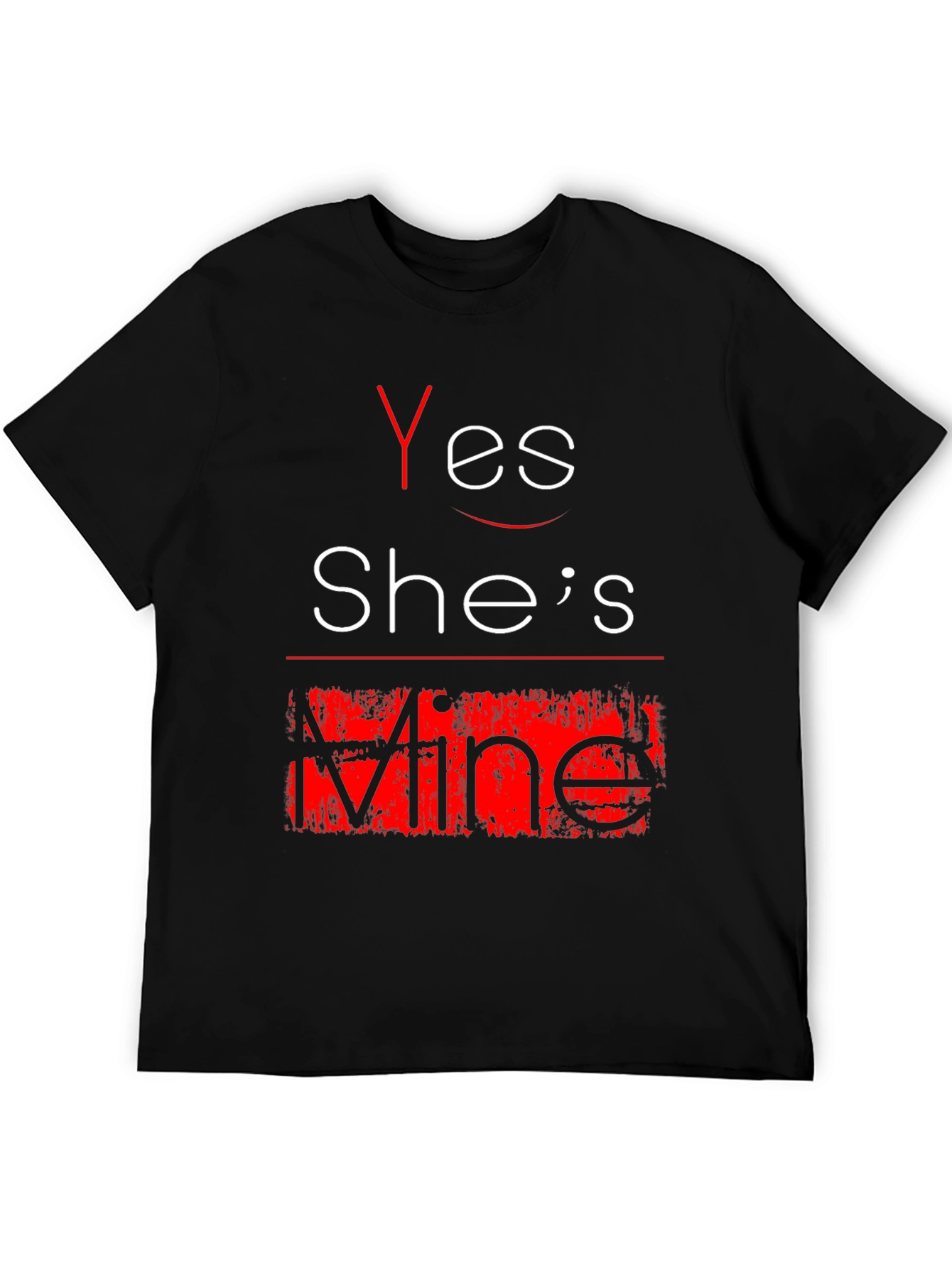 Black Yes She's Mine Funny Graphic Tee - Black T-Shirt view 5