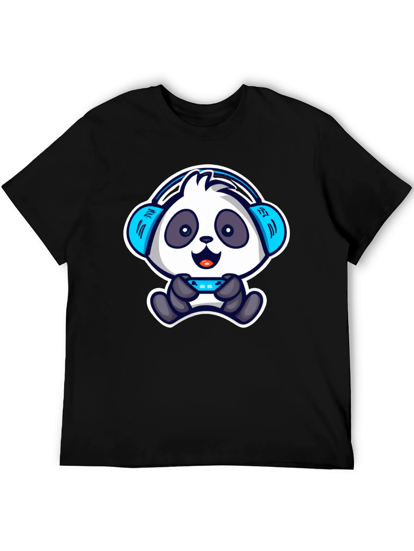 Black Gamer Panda T-Shirt - Cool Cartoon Design view 5
