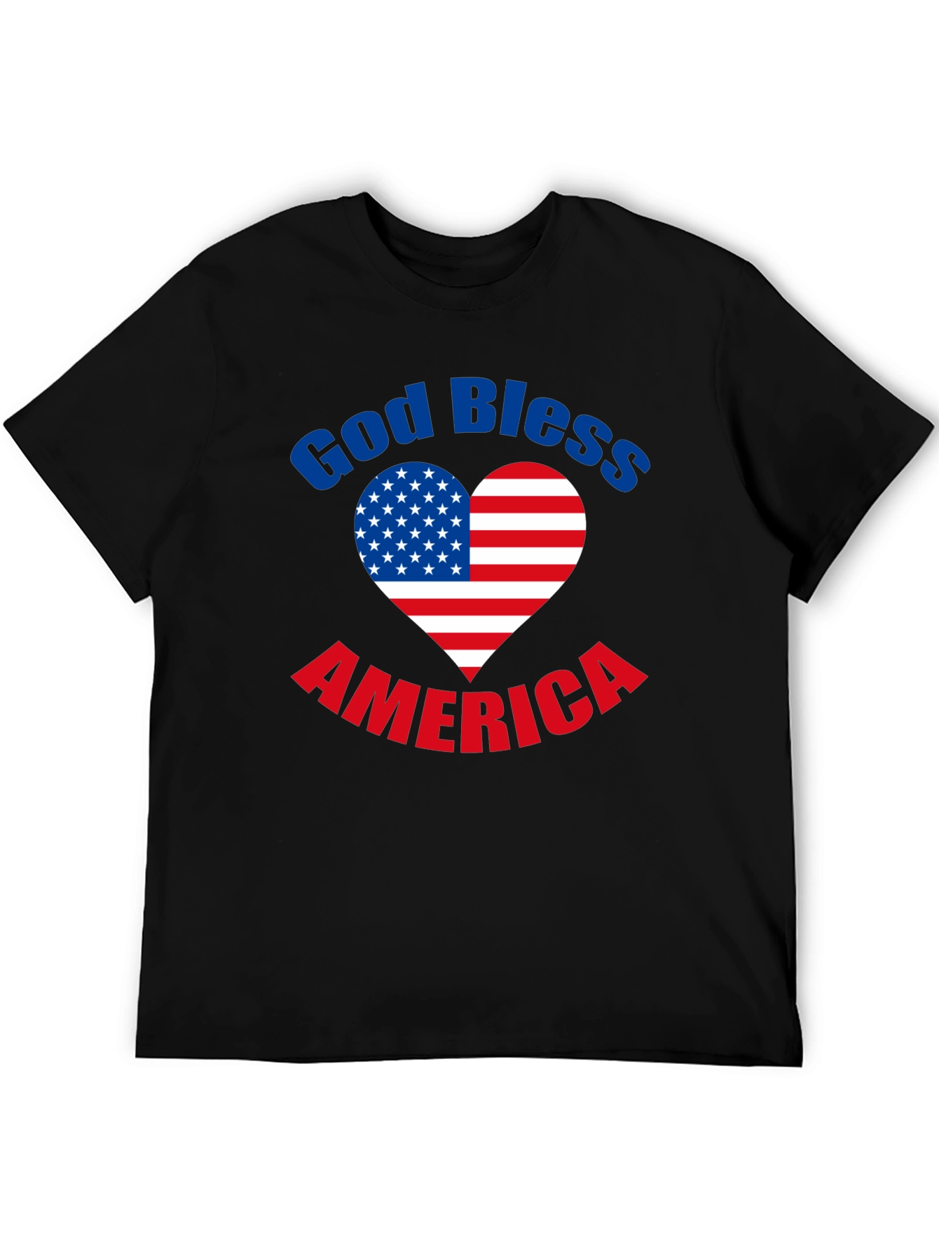 Black God Bless America T-Shirt Patriotic Heart Flag Tee view 5