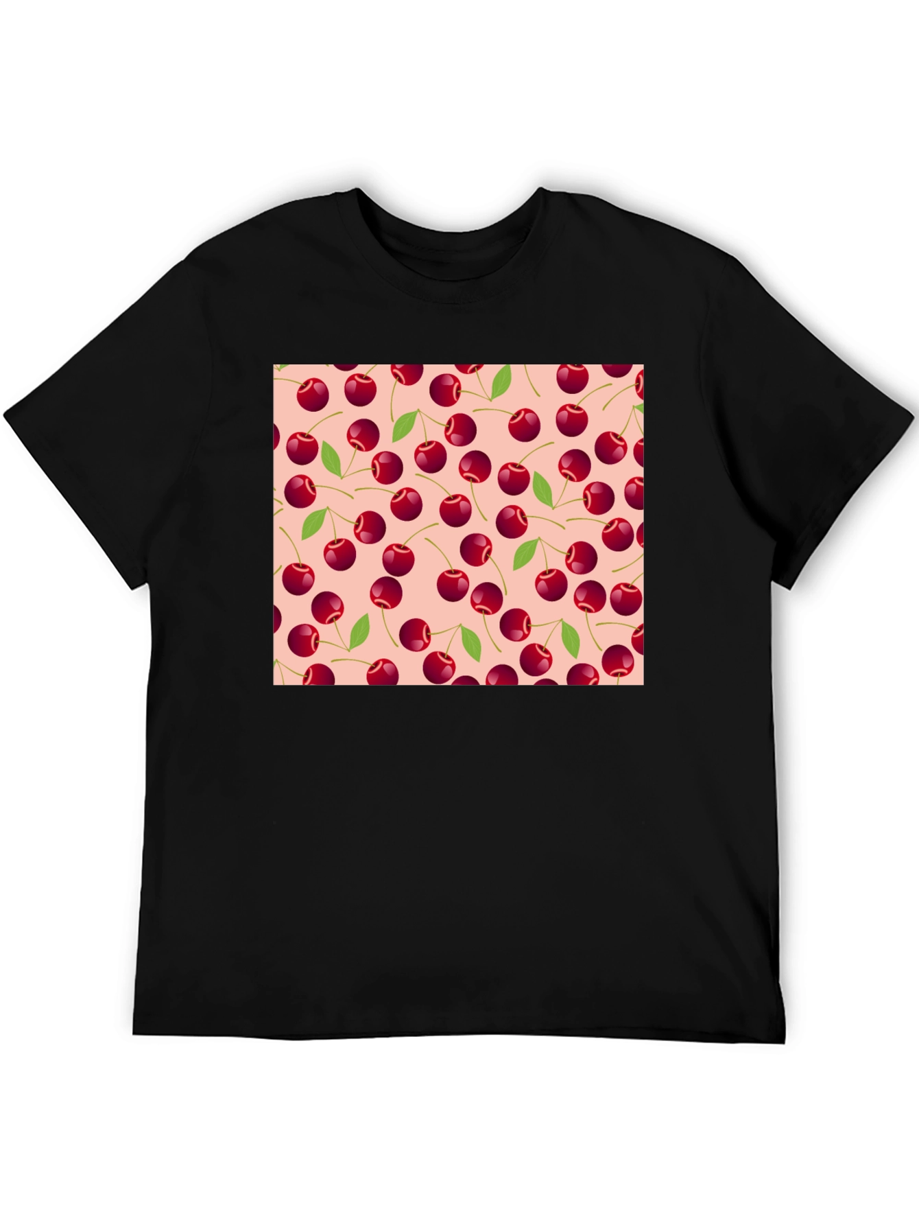 Black Cherry Pattern Tee - Black Cotton Casual view 5