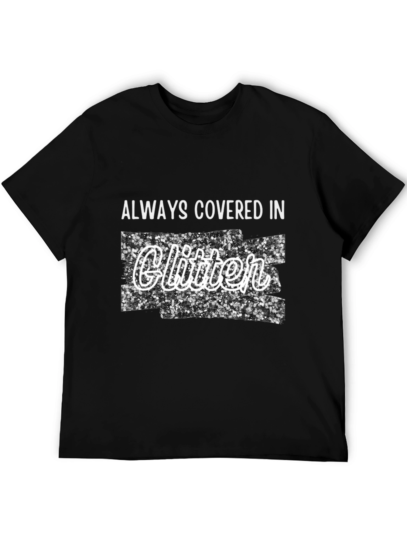 Black Glitter Covered T-Shirt - Stylish Trendy Tee view 5