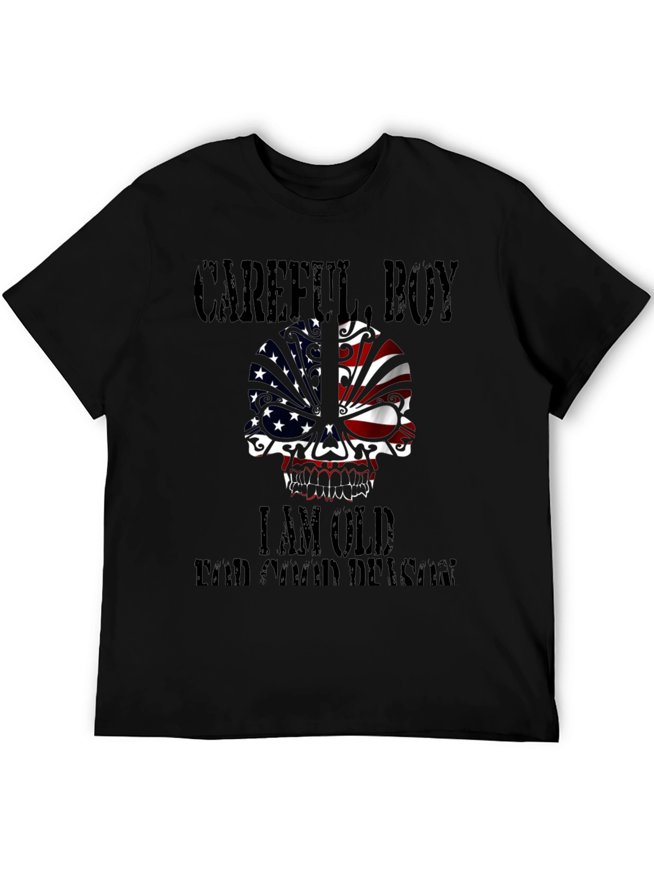 Black Careful Boy I am Old T-Shirt view 5