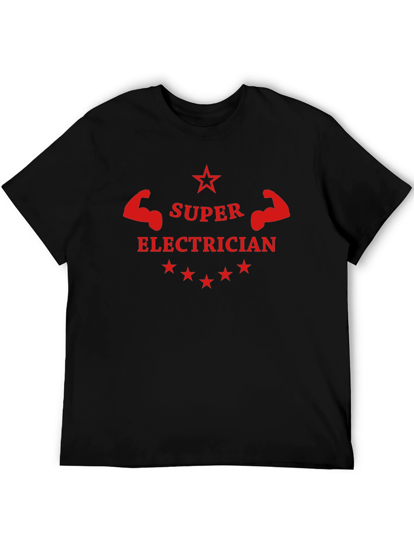 Black Super Electrician T-Shirt - Black Crew Neck view 5