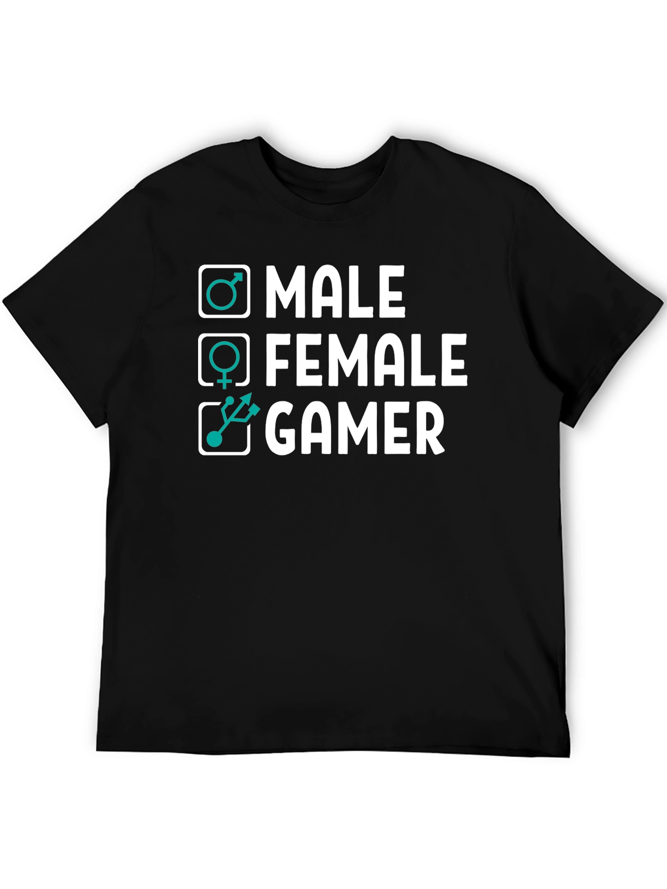 Black Gamer Tee: Male, Female, Gamer - Black Cotton T-Shirt view 5