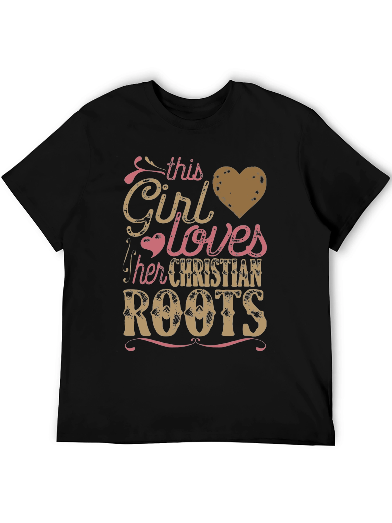 Black Christian Roots Girl T-Shirt, Faith-Based Apparel view 5