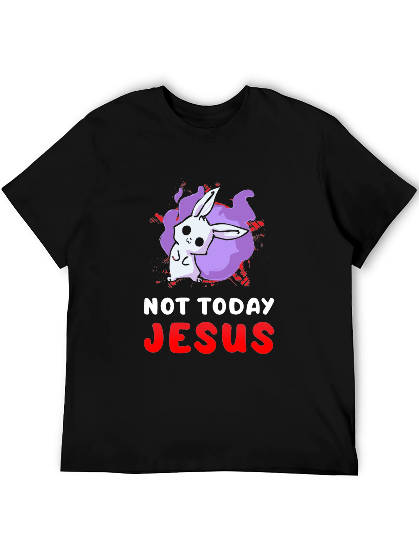 Black Not Today Jesus Bunny Graphic T-Shirt view 5
