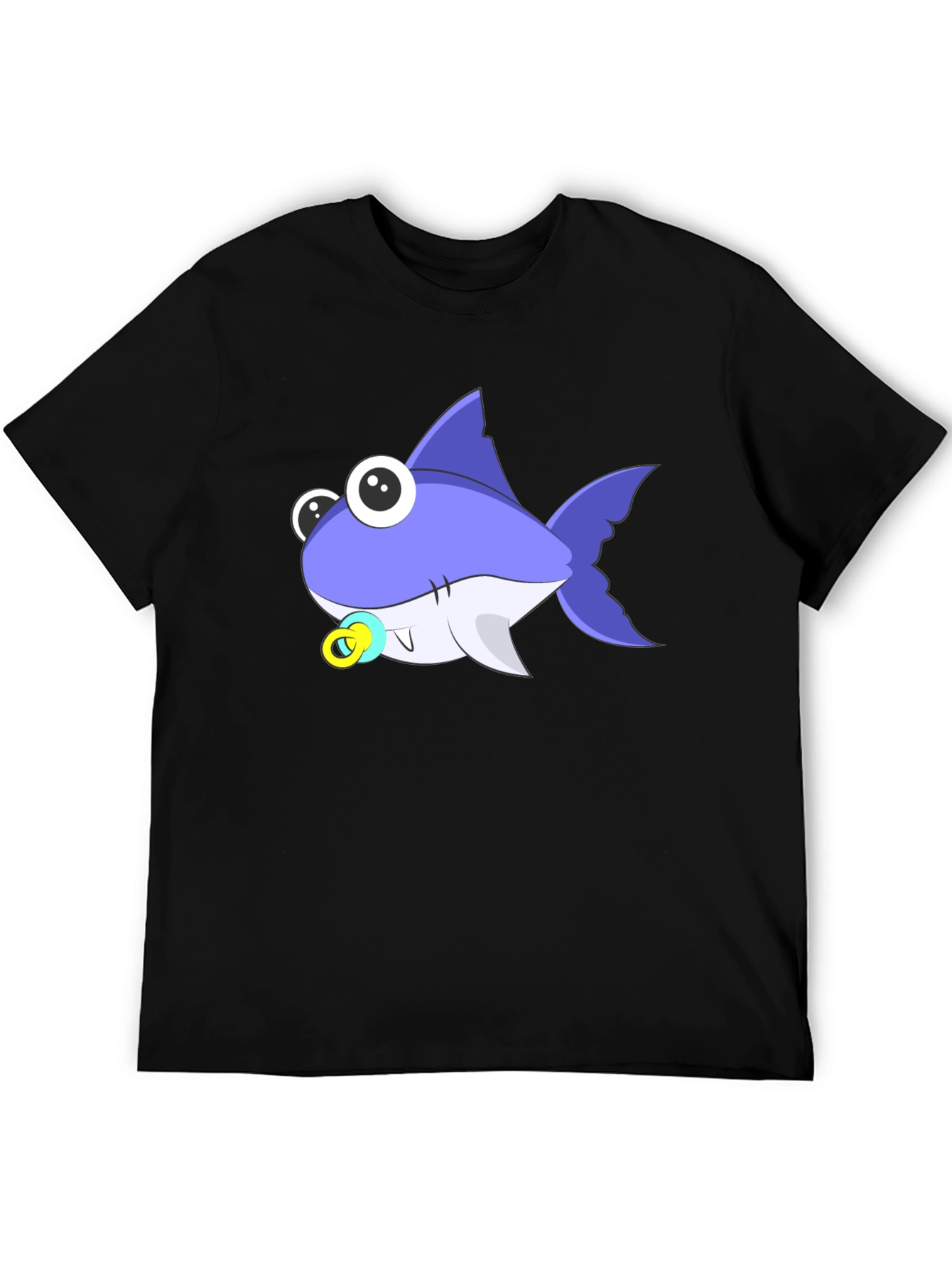 Black Cartoon Shark T-Shirt: Cute Baby Shark Design view 5