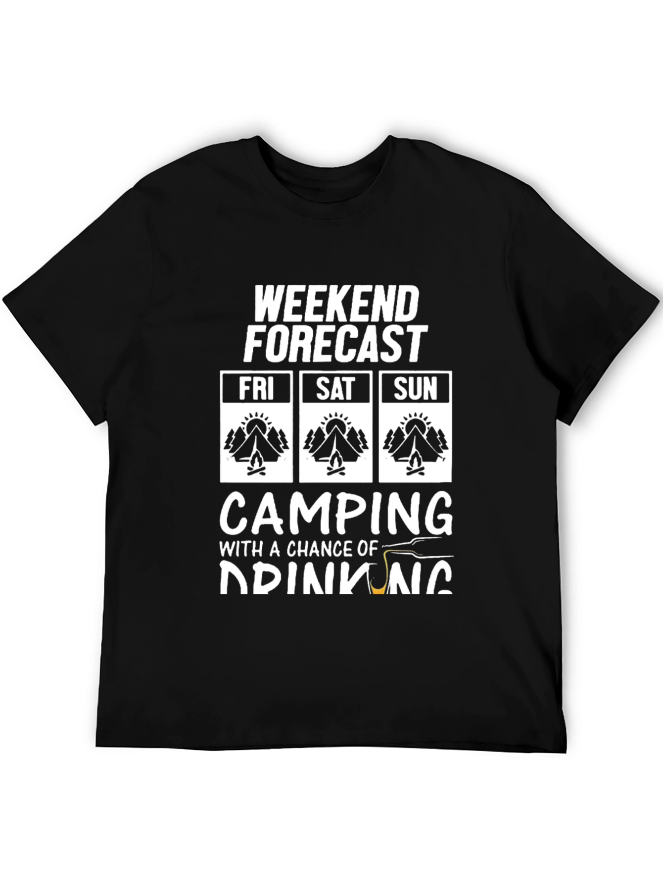 Black Camping & Drinking Weekend Forecast Graphic Tee view 5
