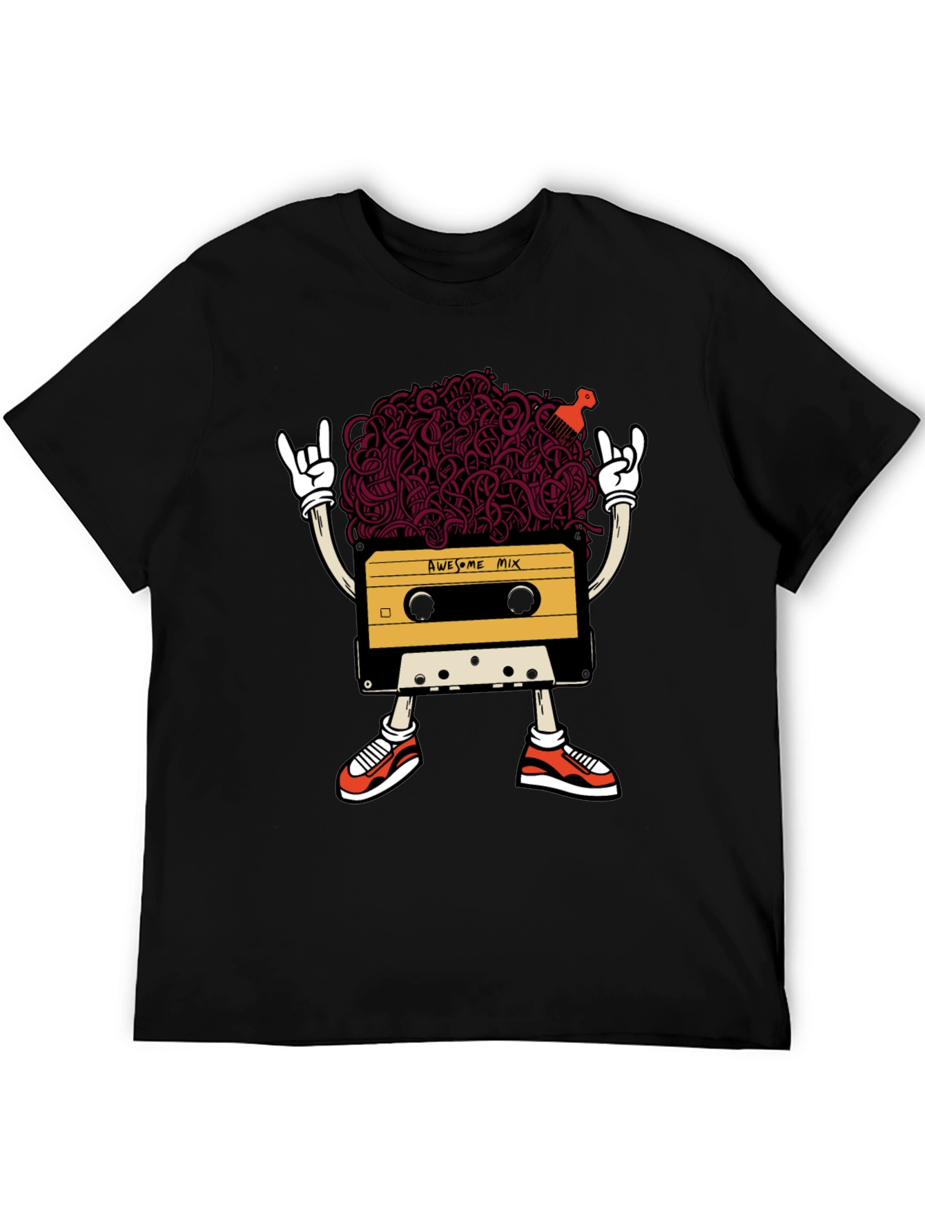 Black Awesome Mix Tape Graphic T-Shirt view 5