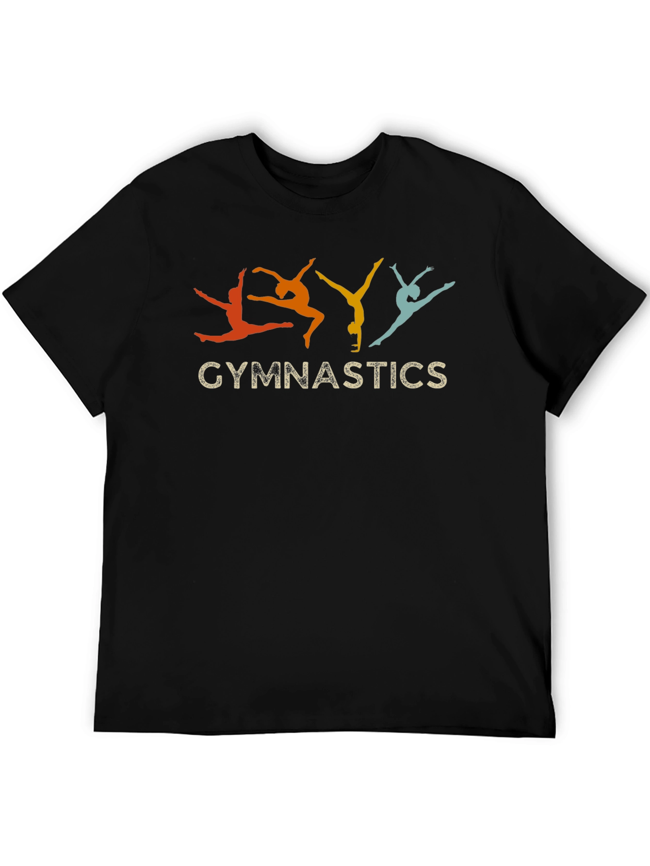 Black Gymnastics Retro Style Black T-Shirt view 5