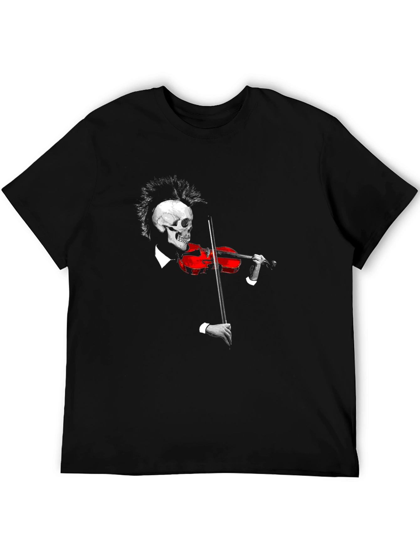 Black Skull Violinist Black T-Shirt view 5