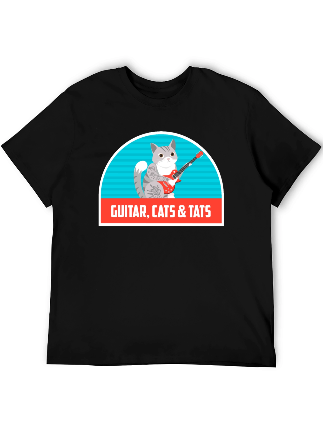 Black Guitar Cats & Tats T-Shirt view 5