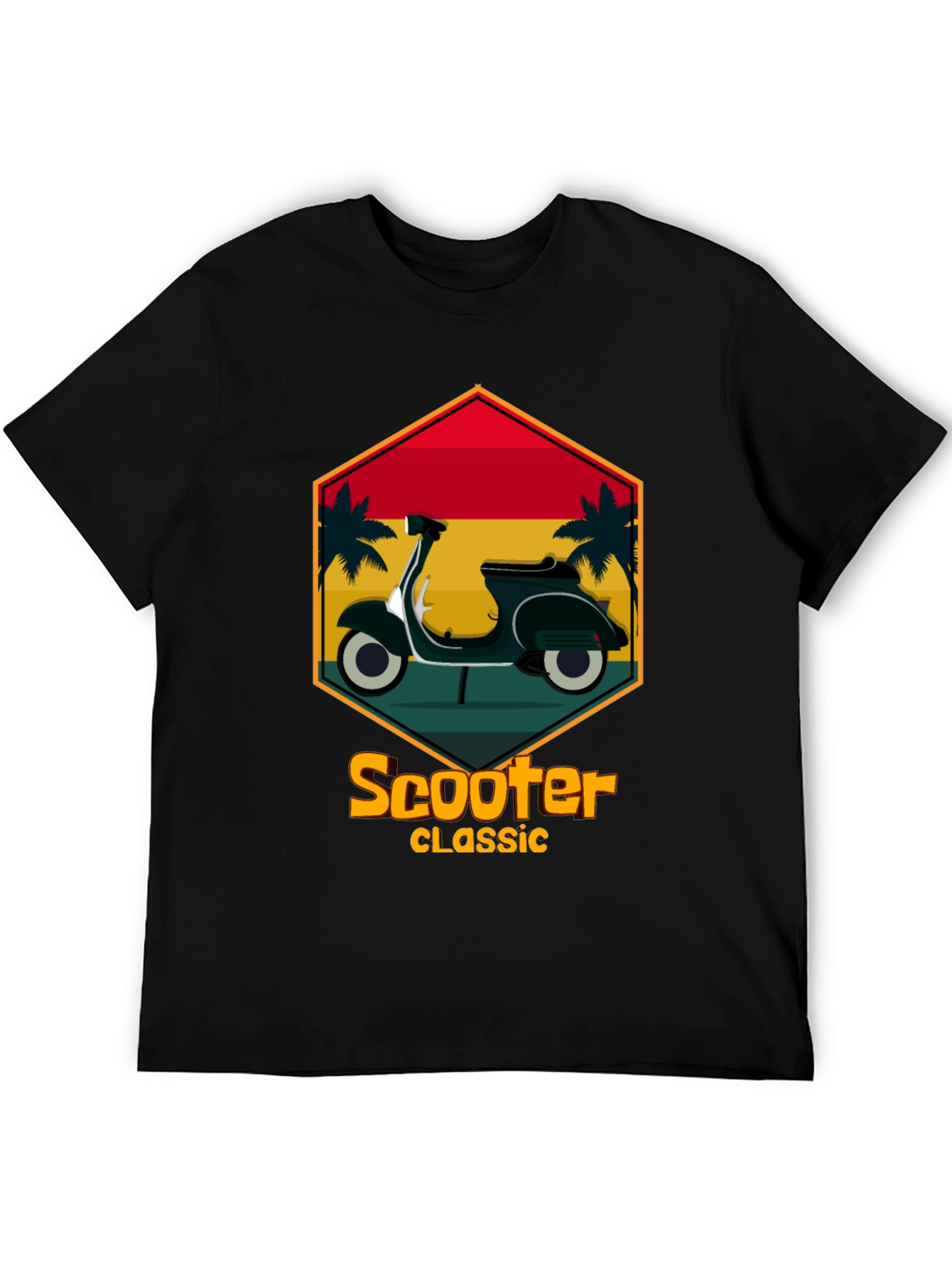 Black Retro Scooter Classic T-Shirt - Vintage Design view 5