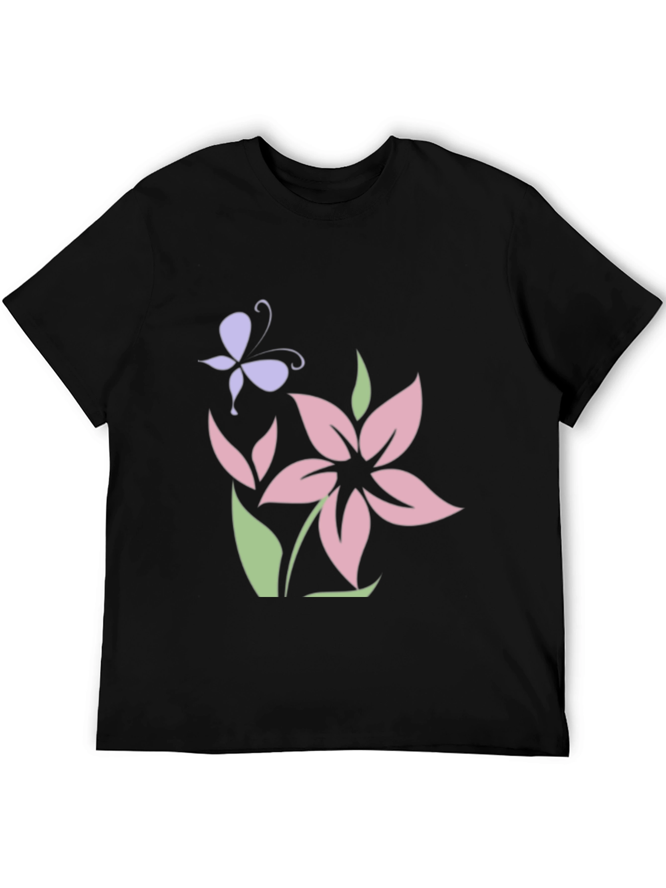 Black Floral Butterfly Black T-Shirt view 5