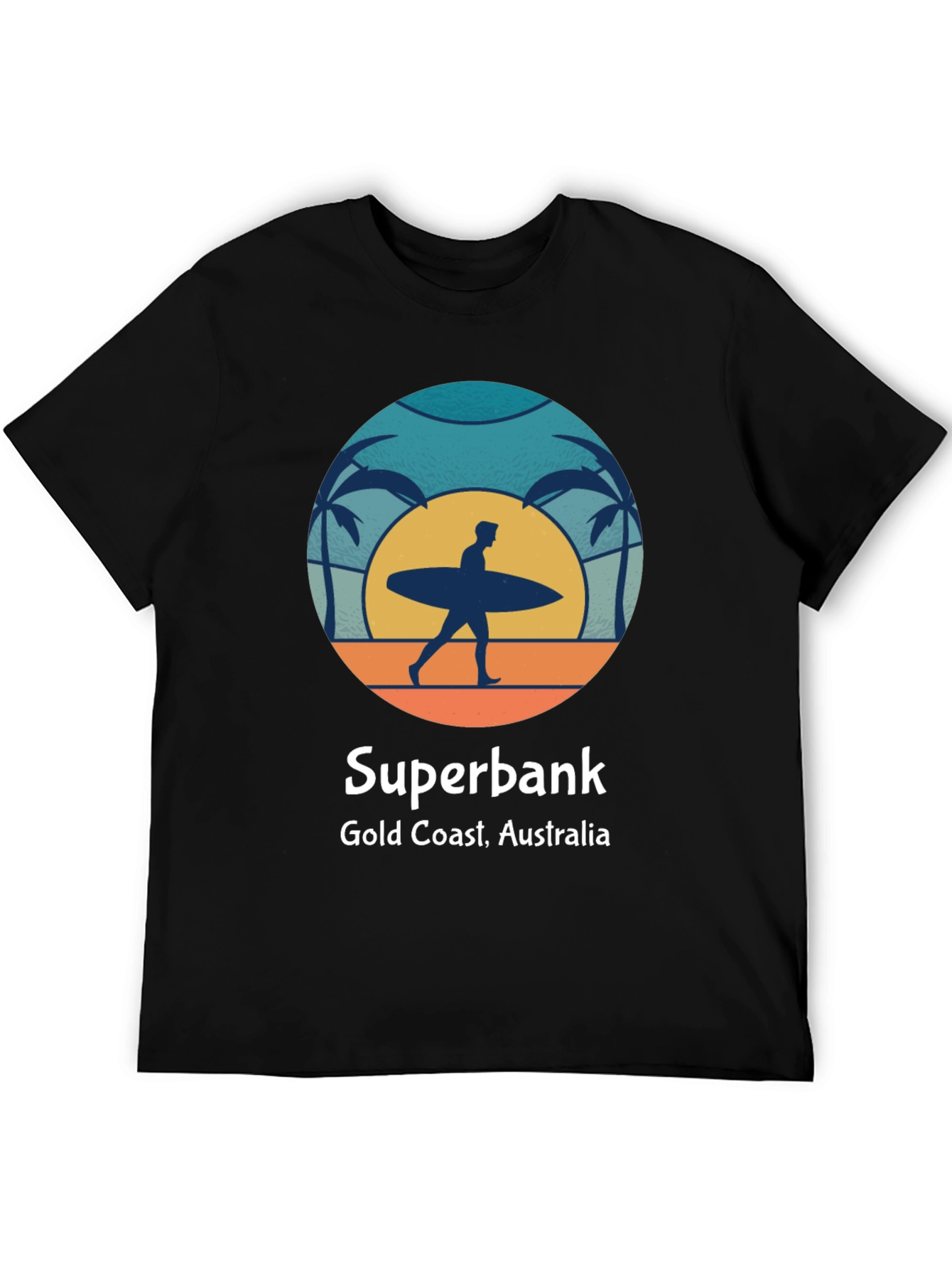 Black Superbank Gold Coast Surfer Graphic T-Shirt view 5