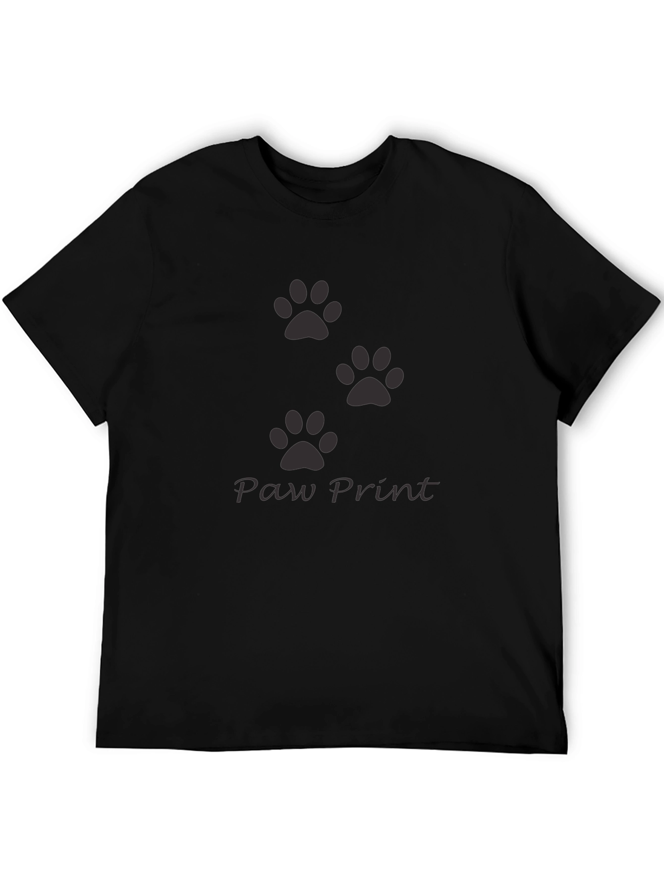 Black Men's Black Paw Print Crew Neck T-Shirt view 5