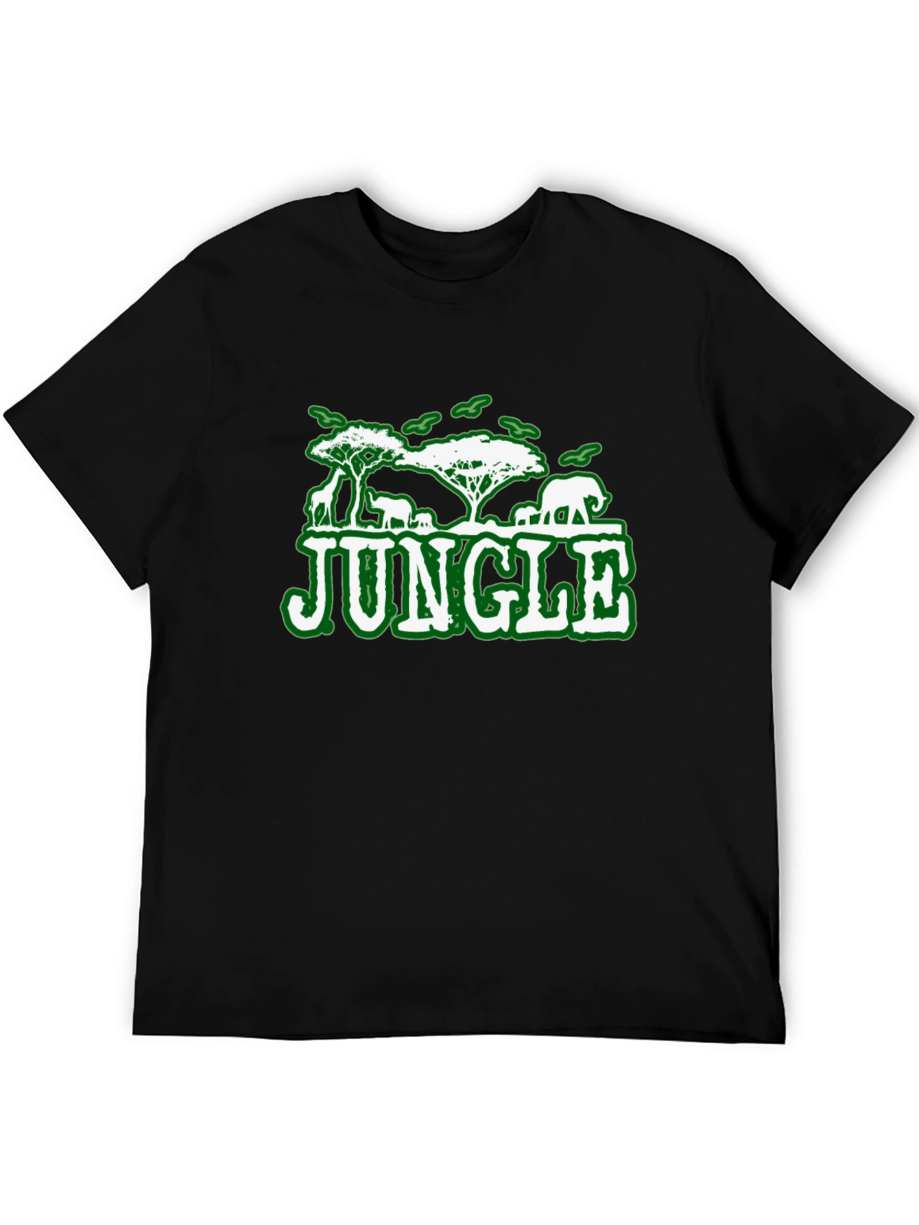 Black Jungle Animal Graphic Print Black T-Shirt view 5