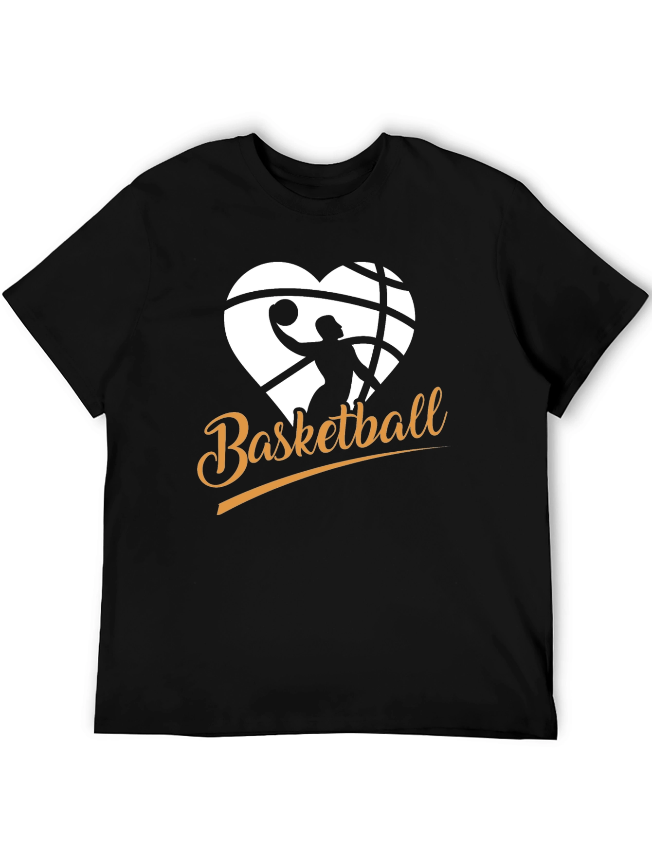 Black Basketball Heart Graphic Black T-Shirt view 5