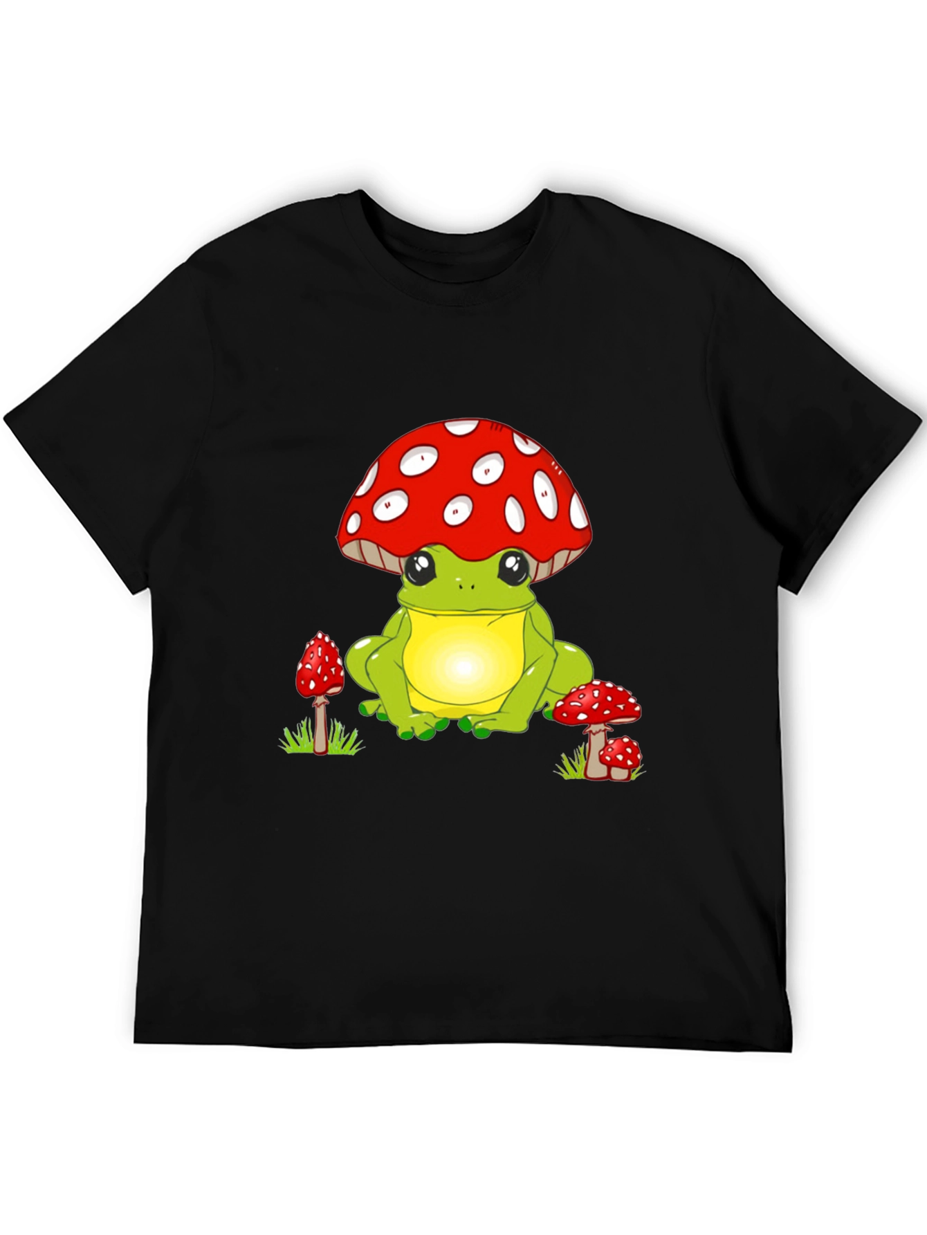 Black Frog Mushroom T-Shirt - Whimsical Design view 5
