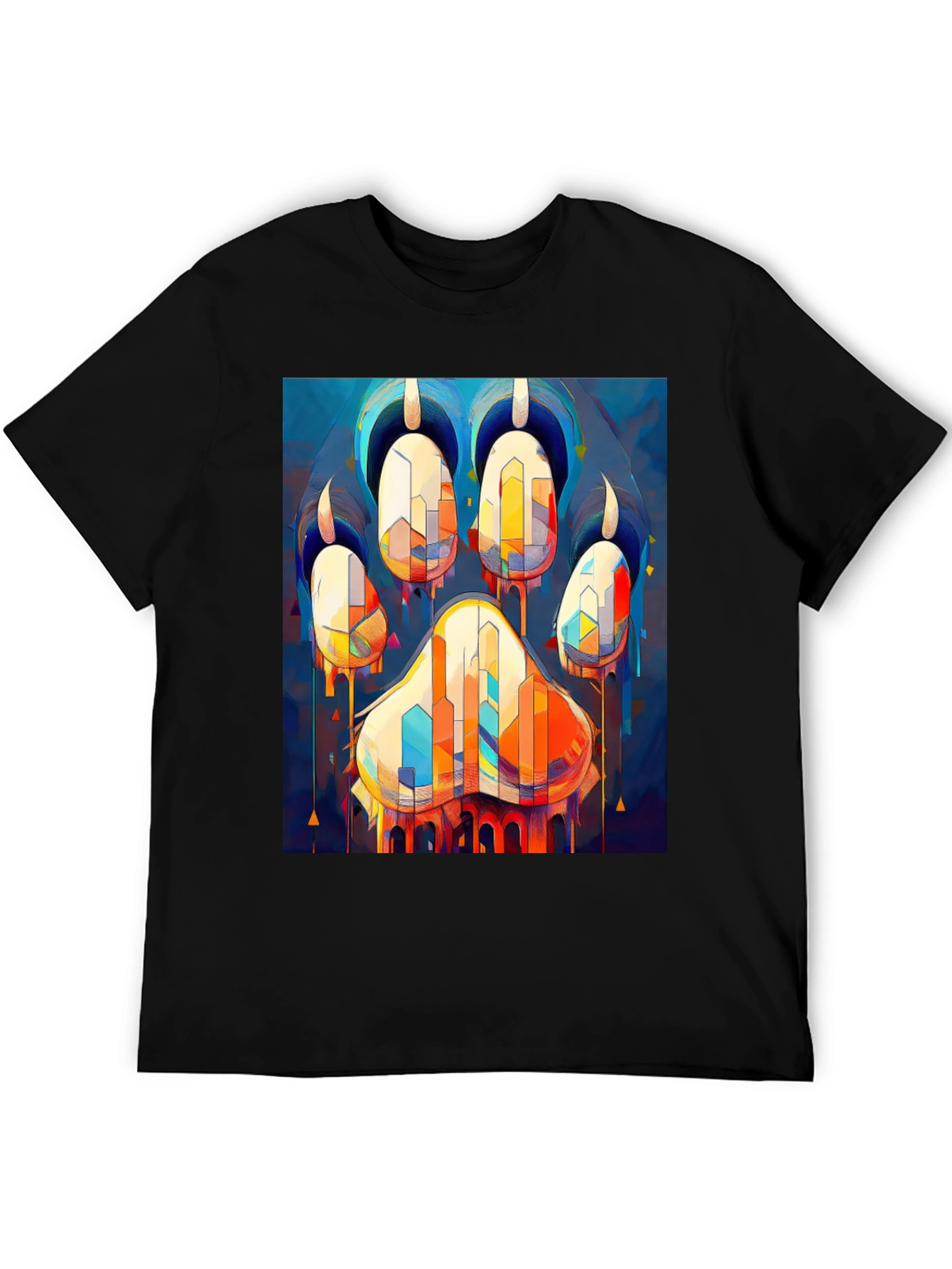 Abstract Paw Print Graphic Tee - Men's Black T-Shirt - 5
