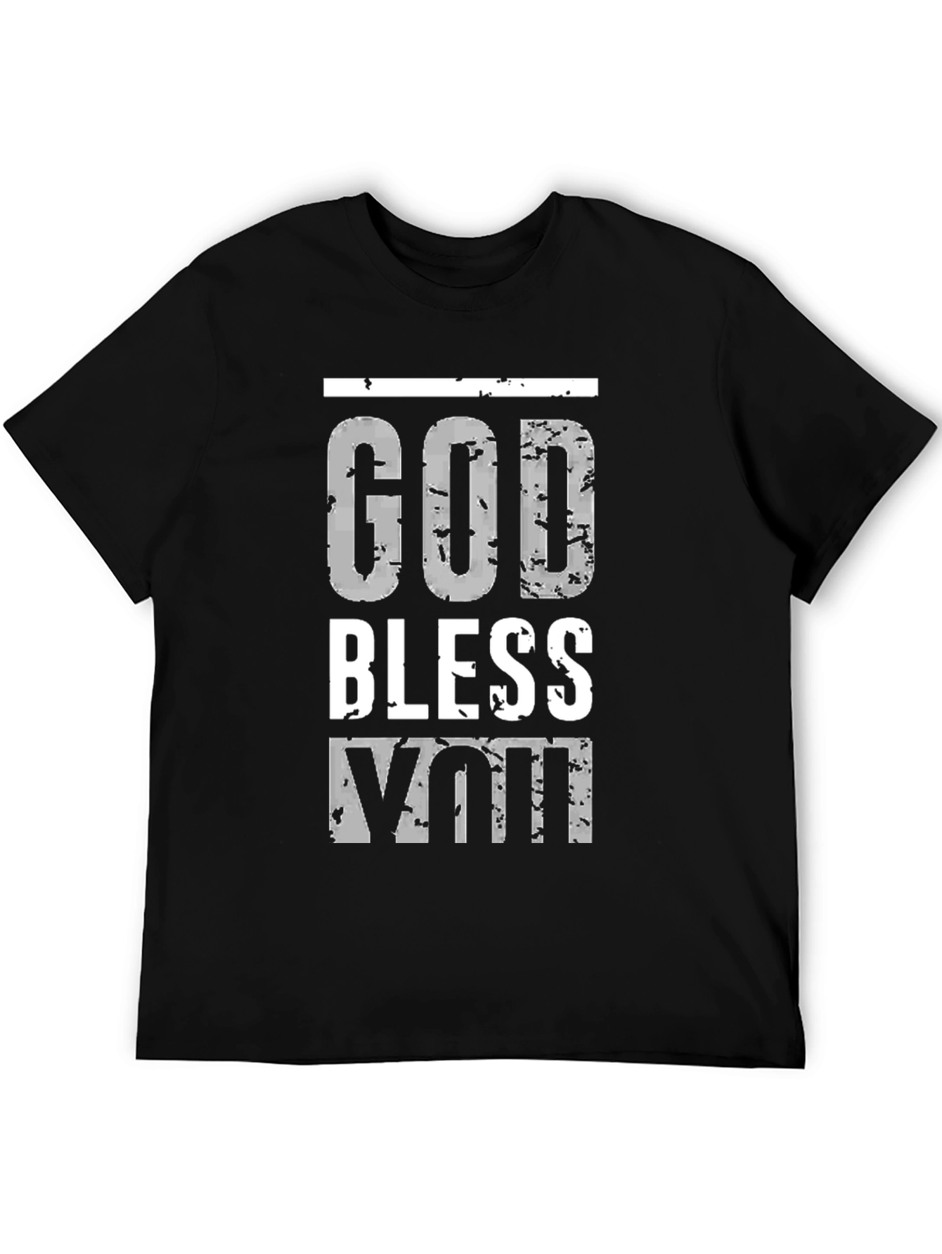 Black God Bless You Graphic Print Black T-Shirt view 5