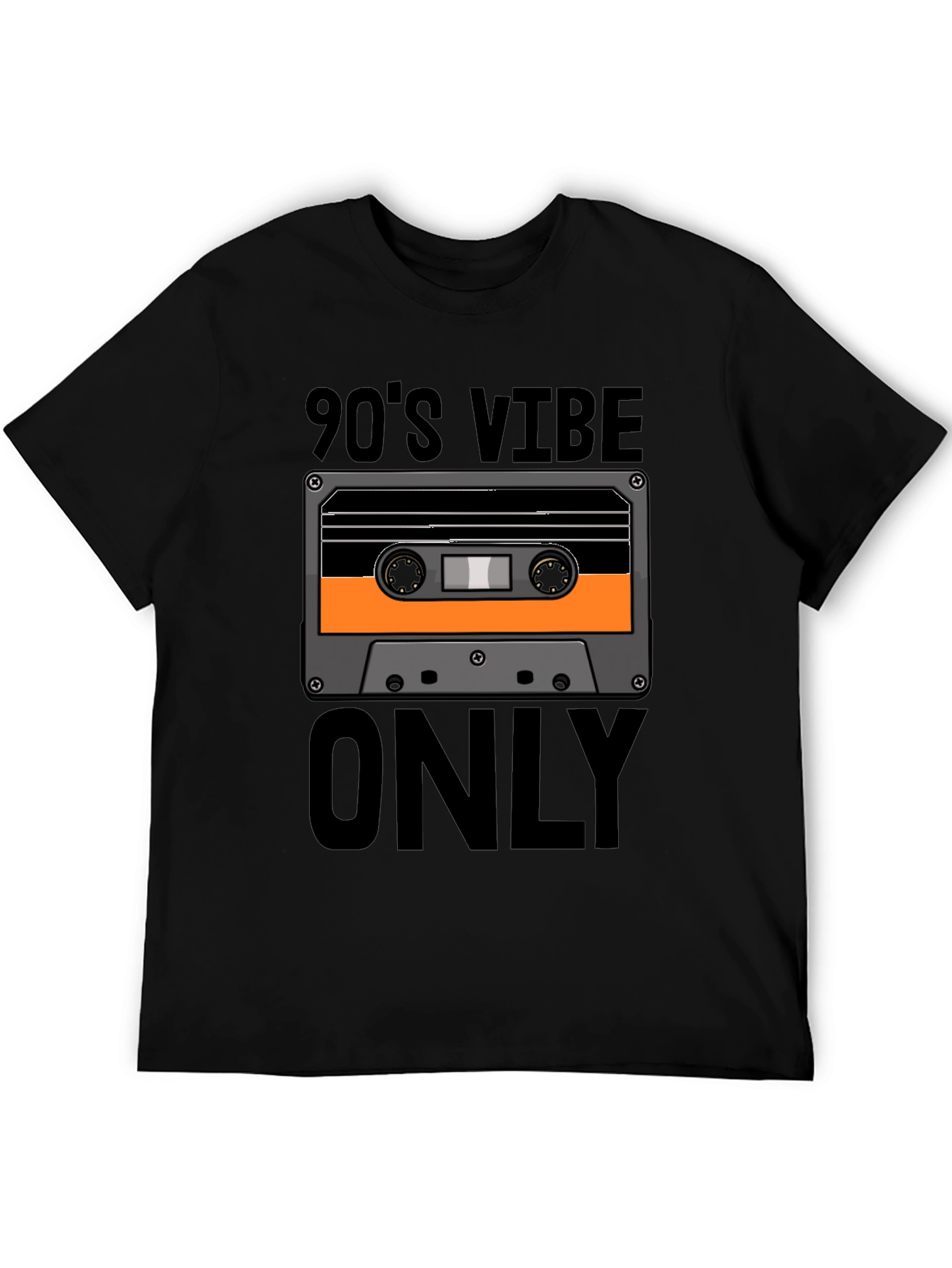 Black 90's Vibe Only Graphic Tee - Retro Cassette T-Shirt view 5
