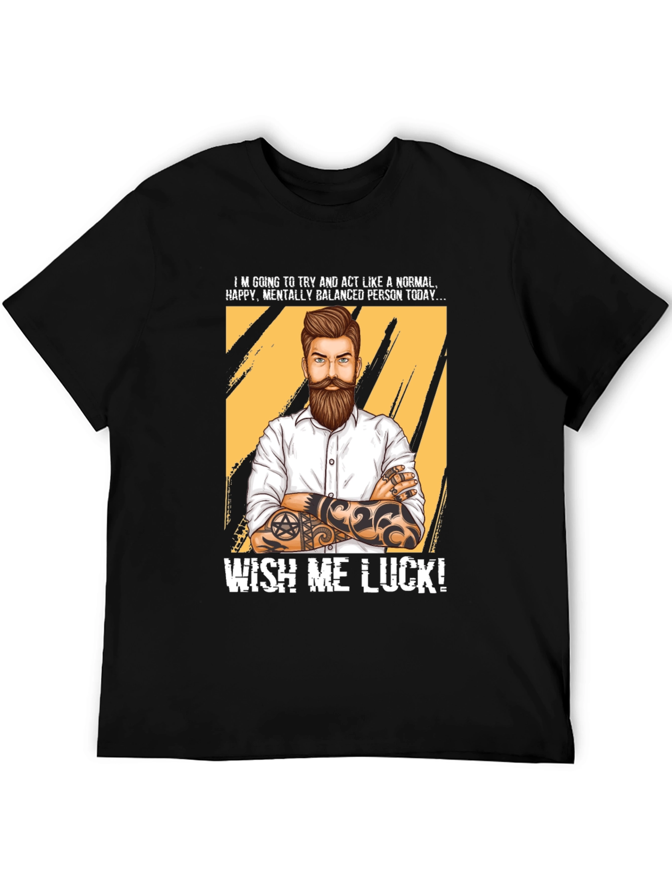 Black Wish Me Luck Graphic T-Shirt - Funny Novelty Tee view 5