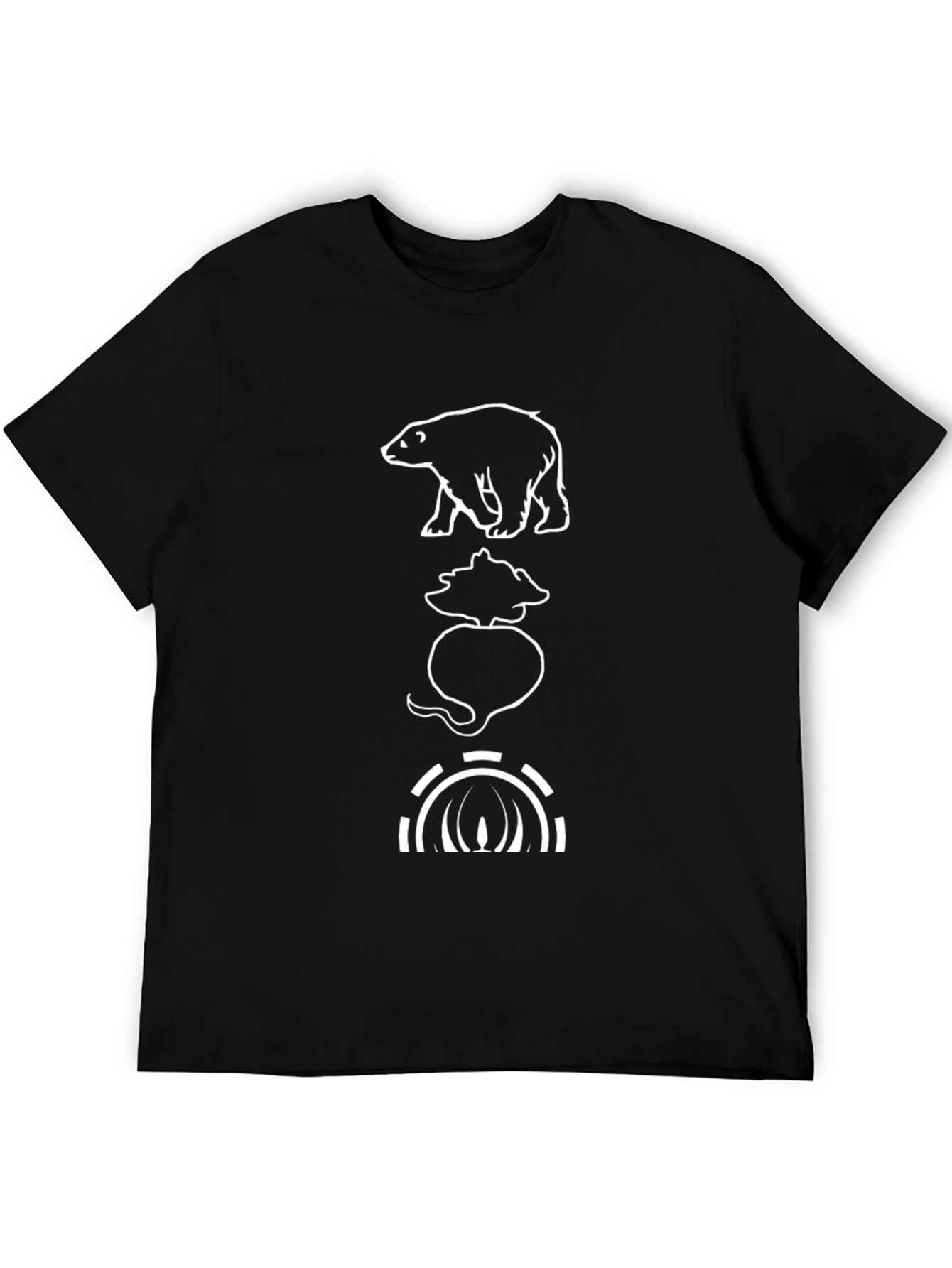 Black Graphic Tee: Polar Bear, Turnip, Abstract Design view 5
