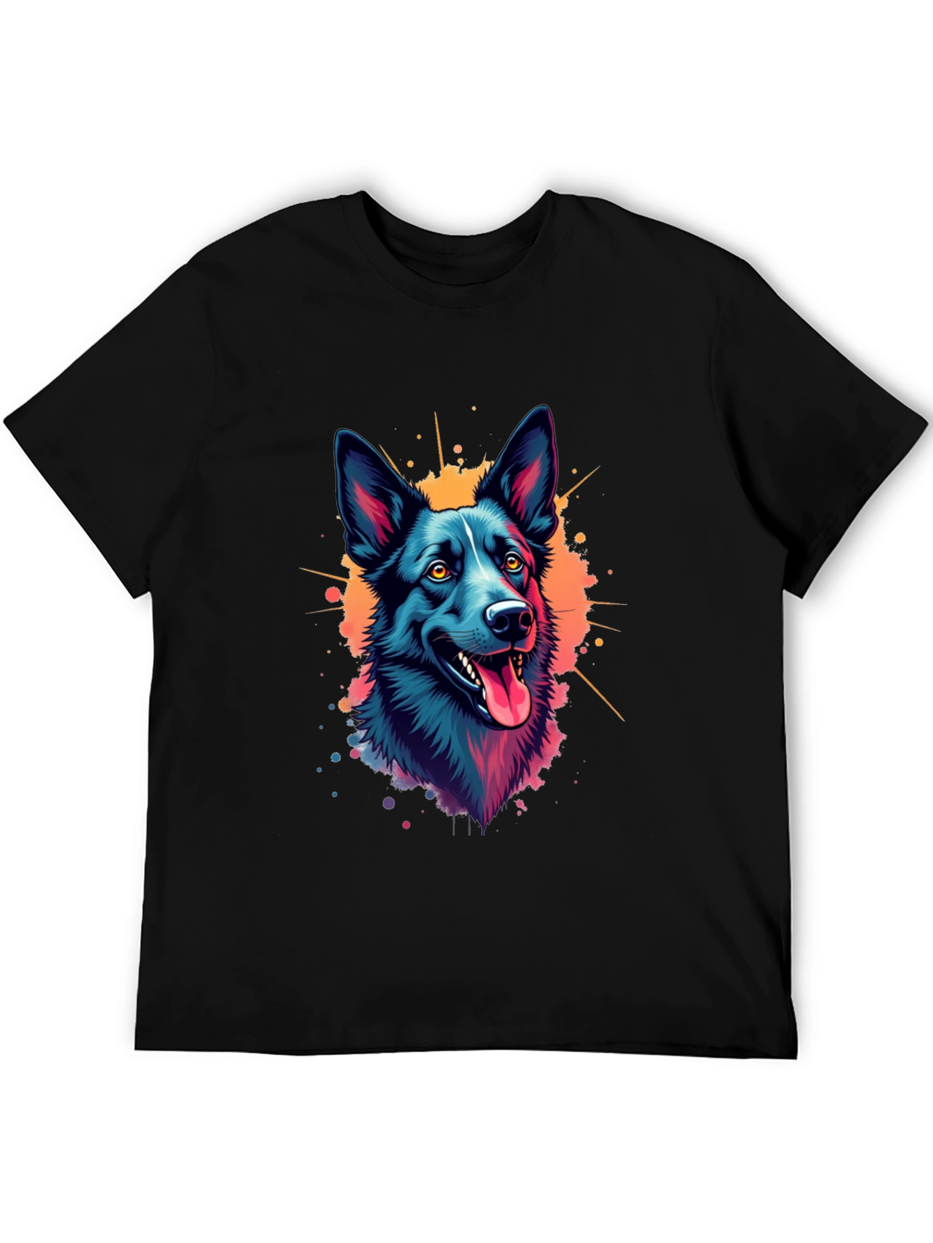 Black Vibrant Dog Graphic T-Shirt - Black view 5