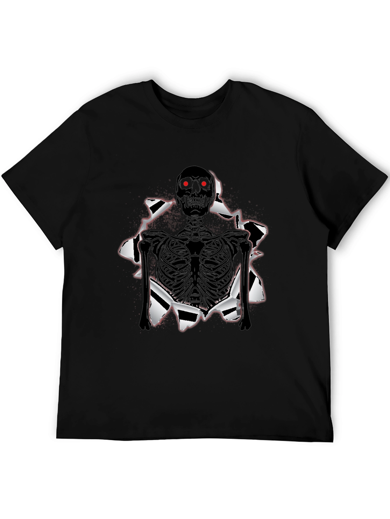 Black Skeleton T-Shirt: Ripped Graphic Tee view 5