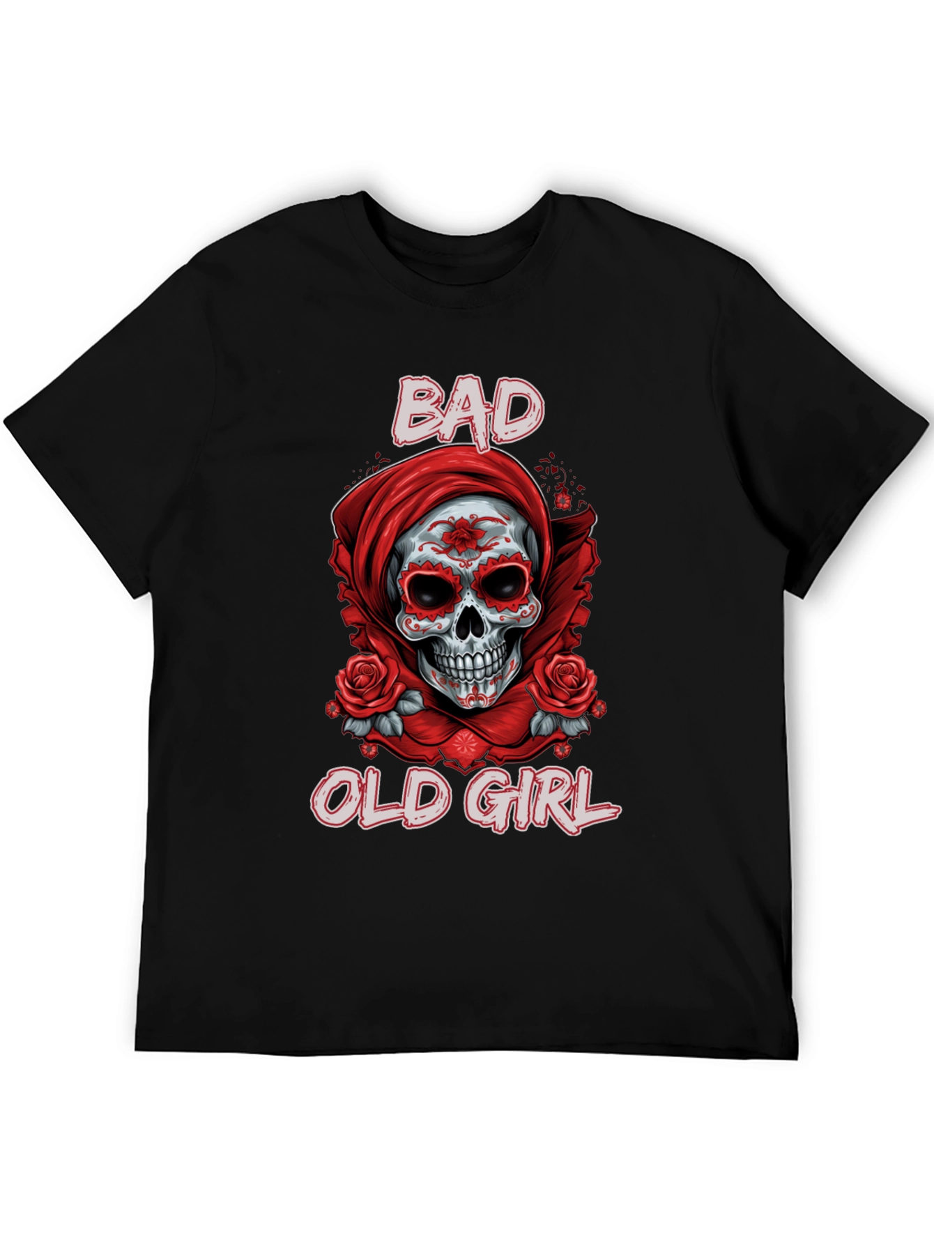 Black Bad Old Girl Sugar Skull Graphic Tee view 5