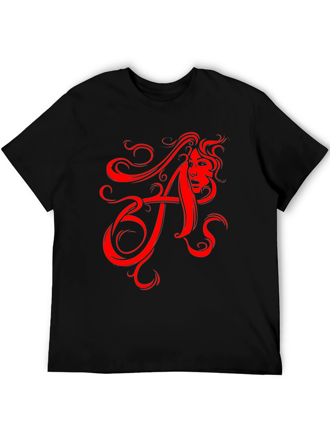 Black Red Artistic Letter A Black T-Shirt view 5