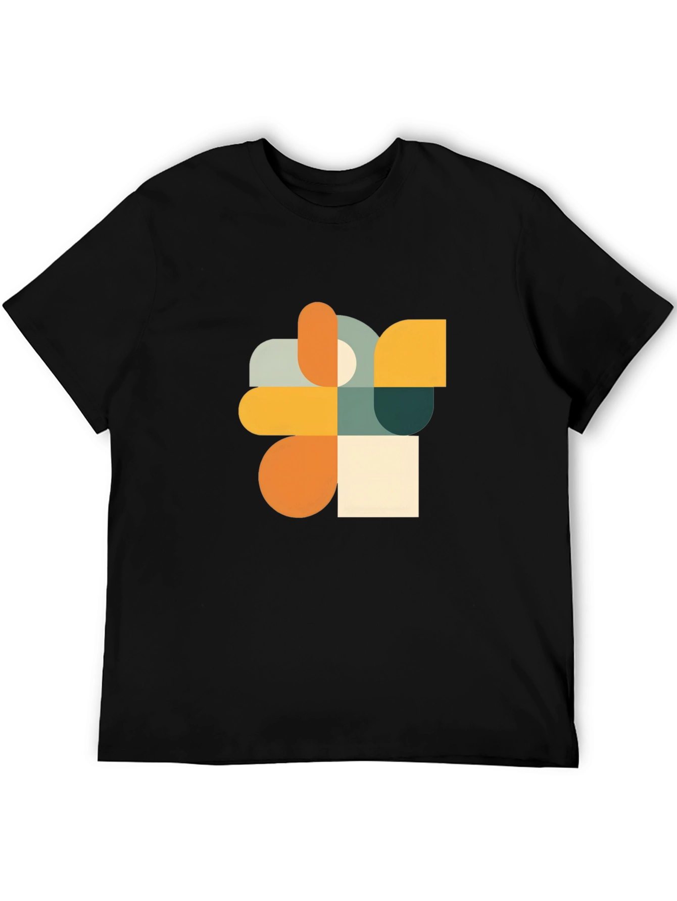 Black Modern Geometric Art Black T-Shirt view 5